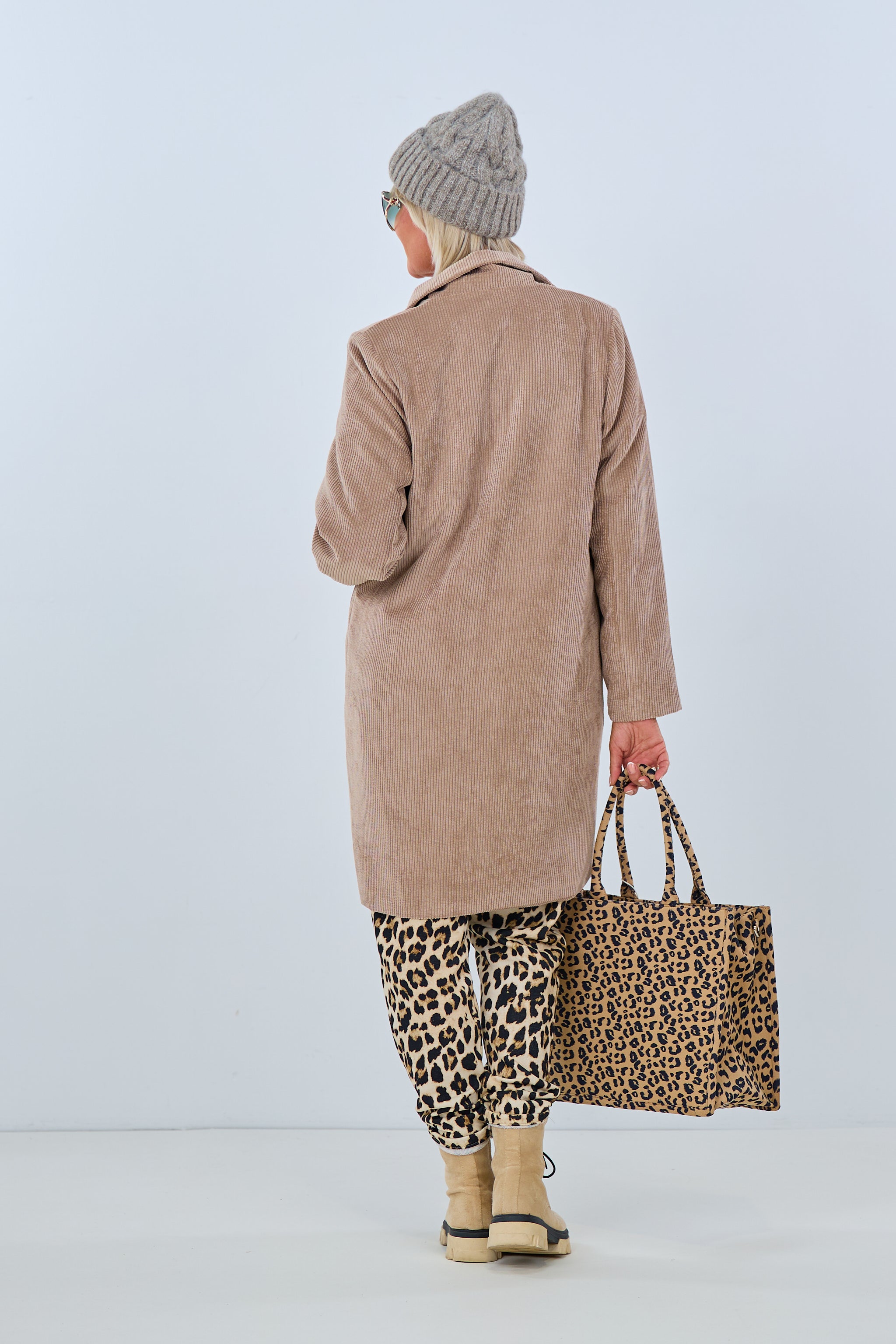 Oversized Kurzmantel, taupe