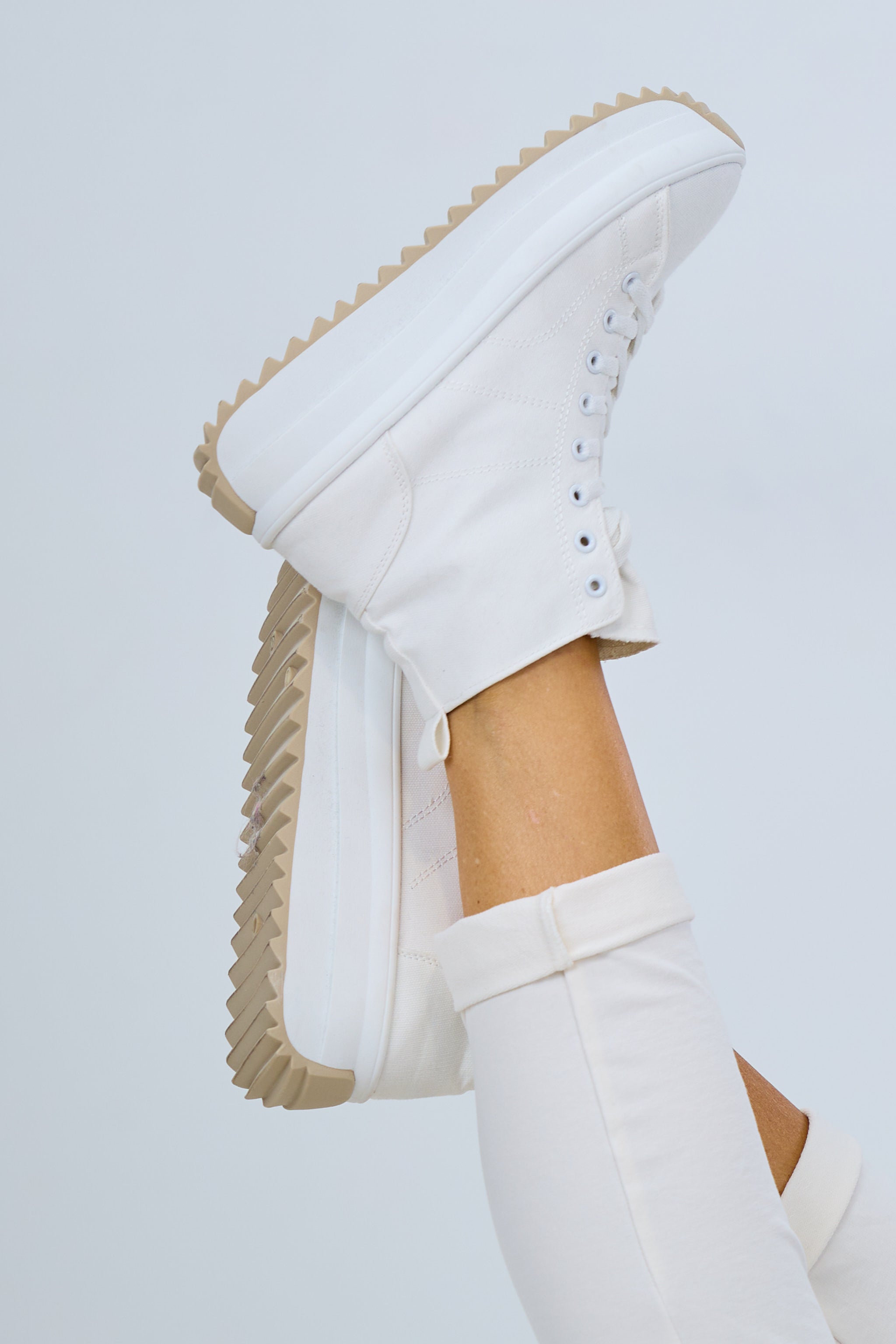 High sneakers with platform sole, white