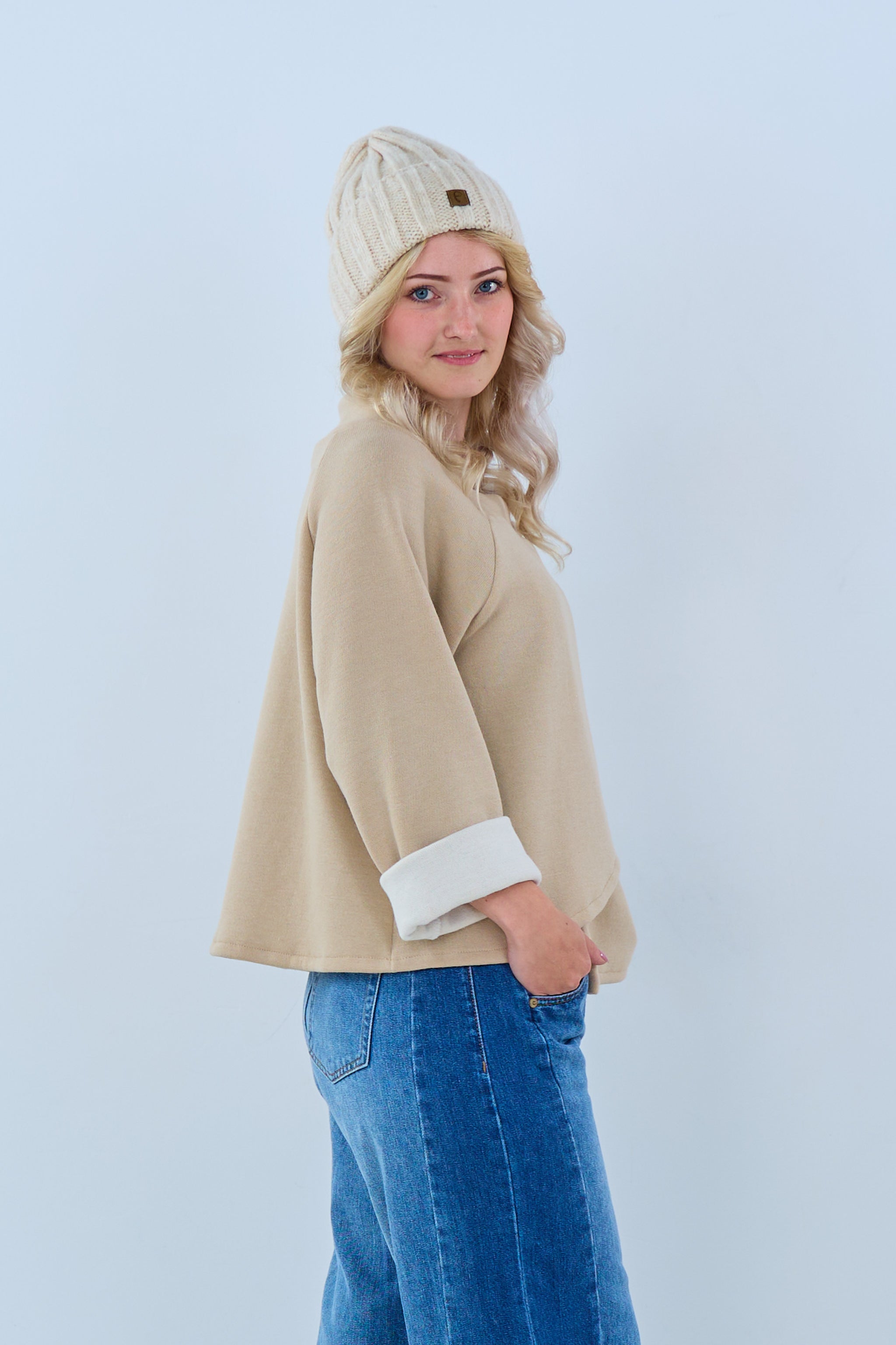 Poncho-Jacke mit Ärmeln, beige-hellbeige von Trends & Lifestyle