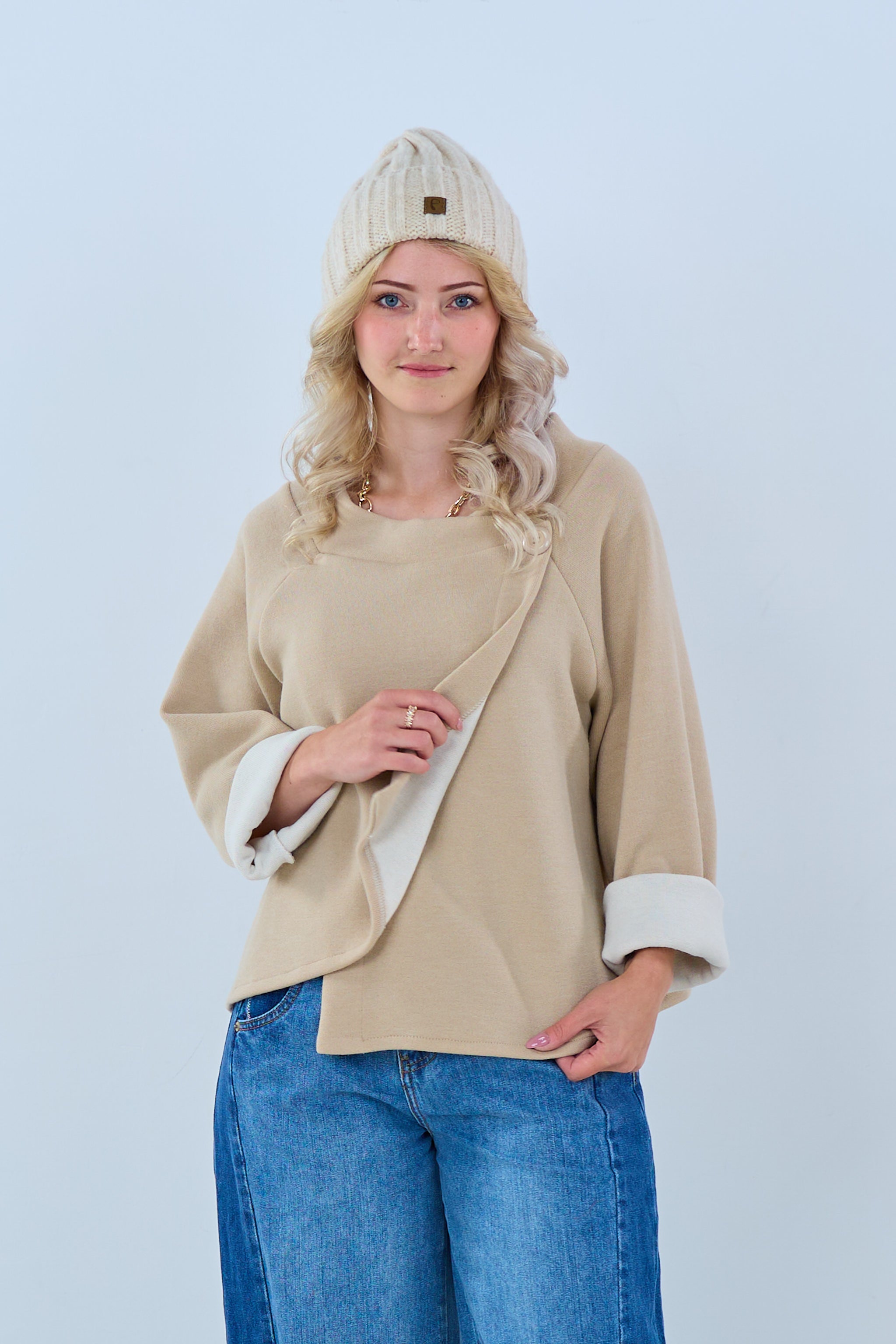 Poncho-Jacke mit Ärmeln, beige-hellbeige von Trends & Lifestyle