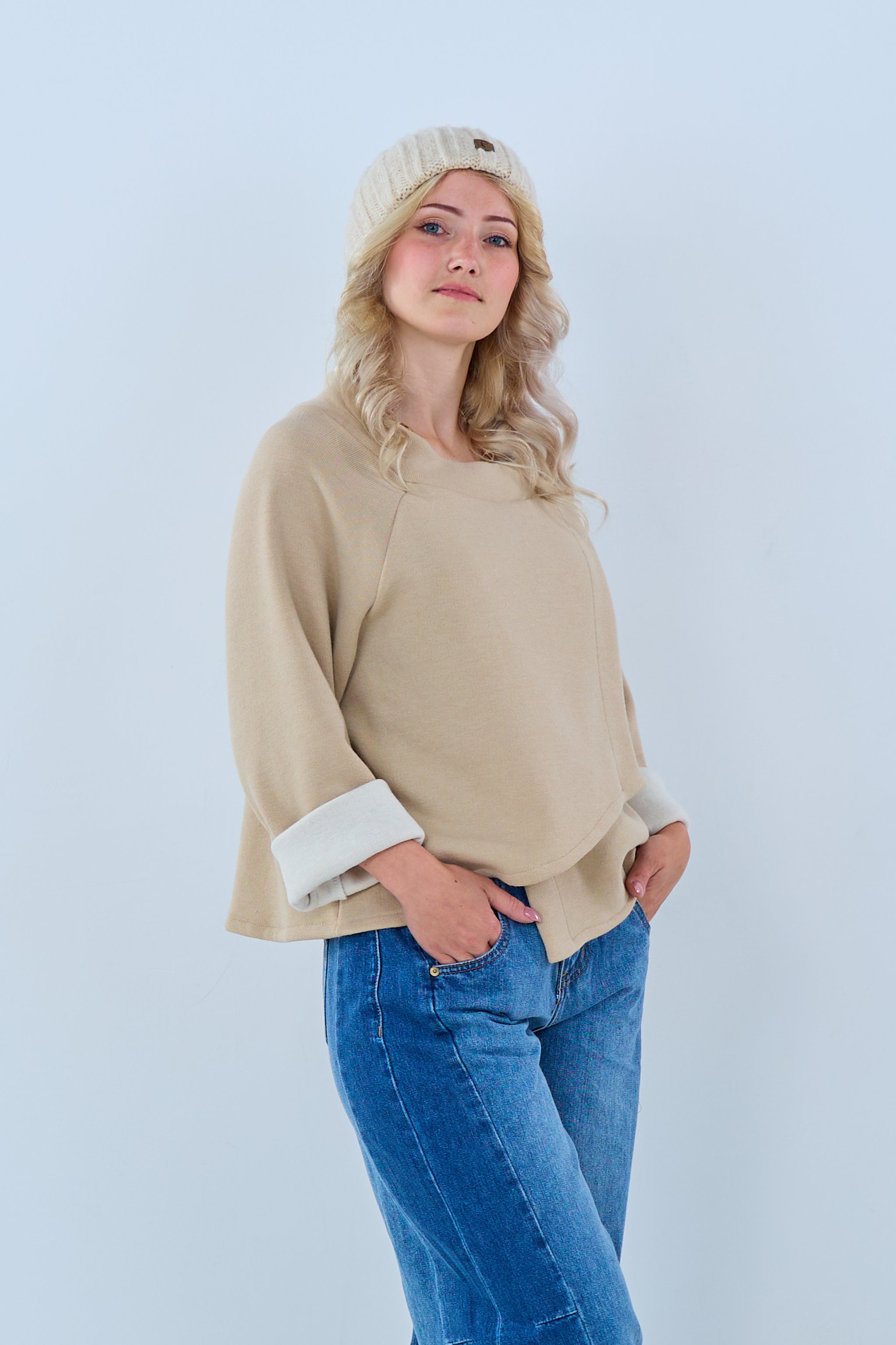 Poncho-Jacke mit Ärmeln, beige-hellbeige von Trends & Lifestyle