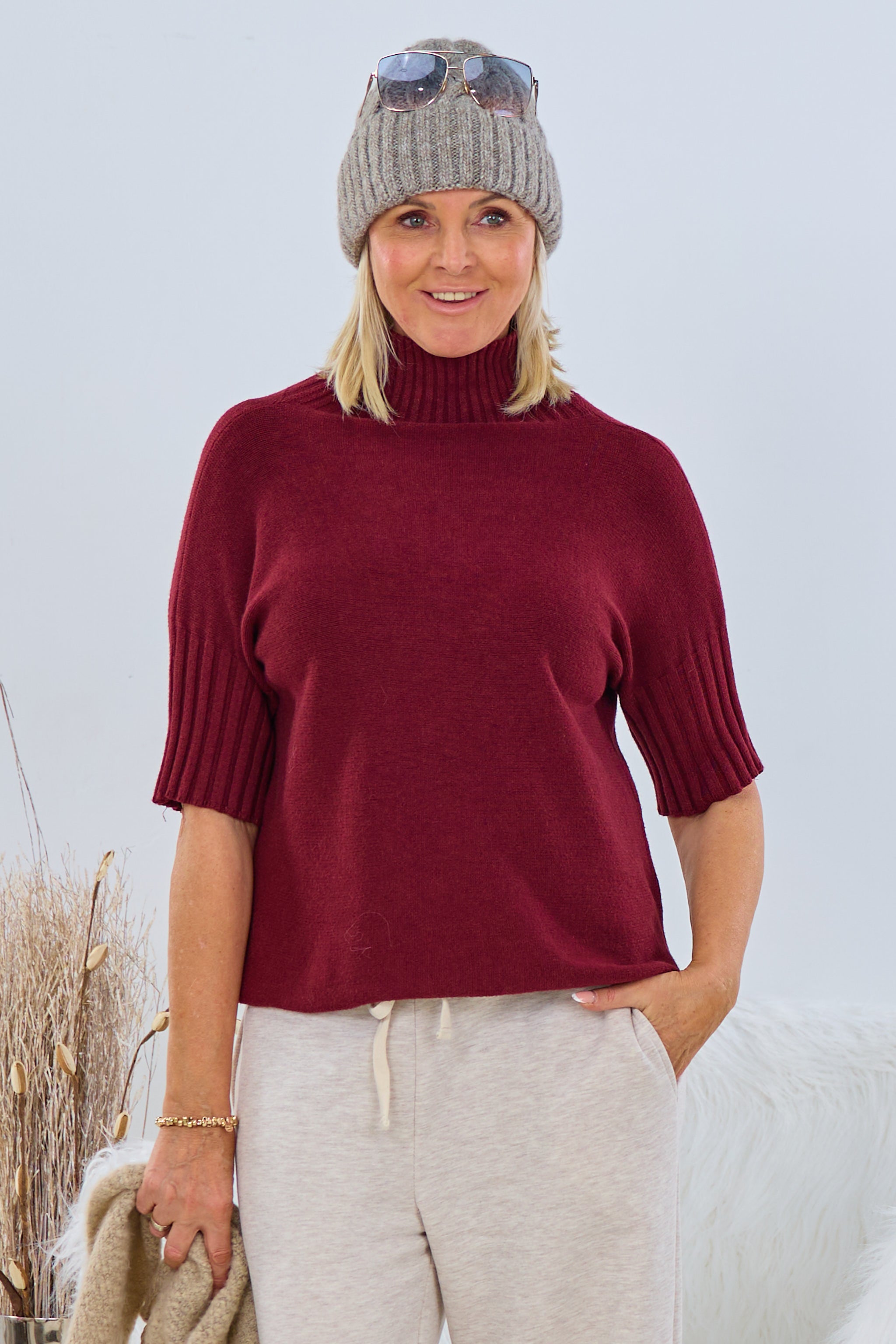 Weicher Kurzarm Pulli mit turtleneck, bordeaux (rost) von Trends & Lifestyle Deutschland GmbH