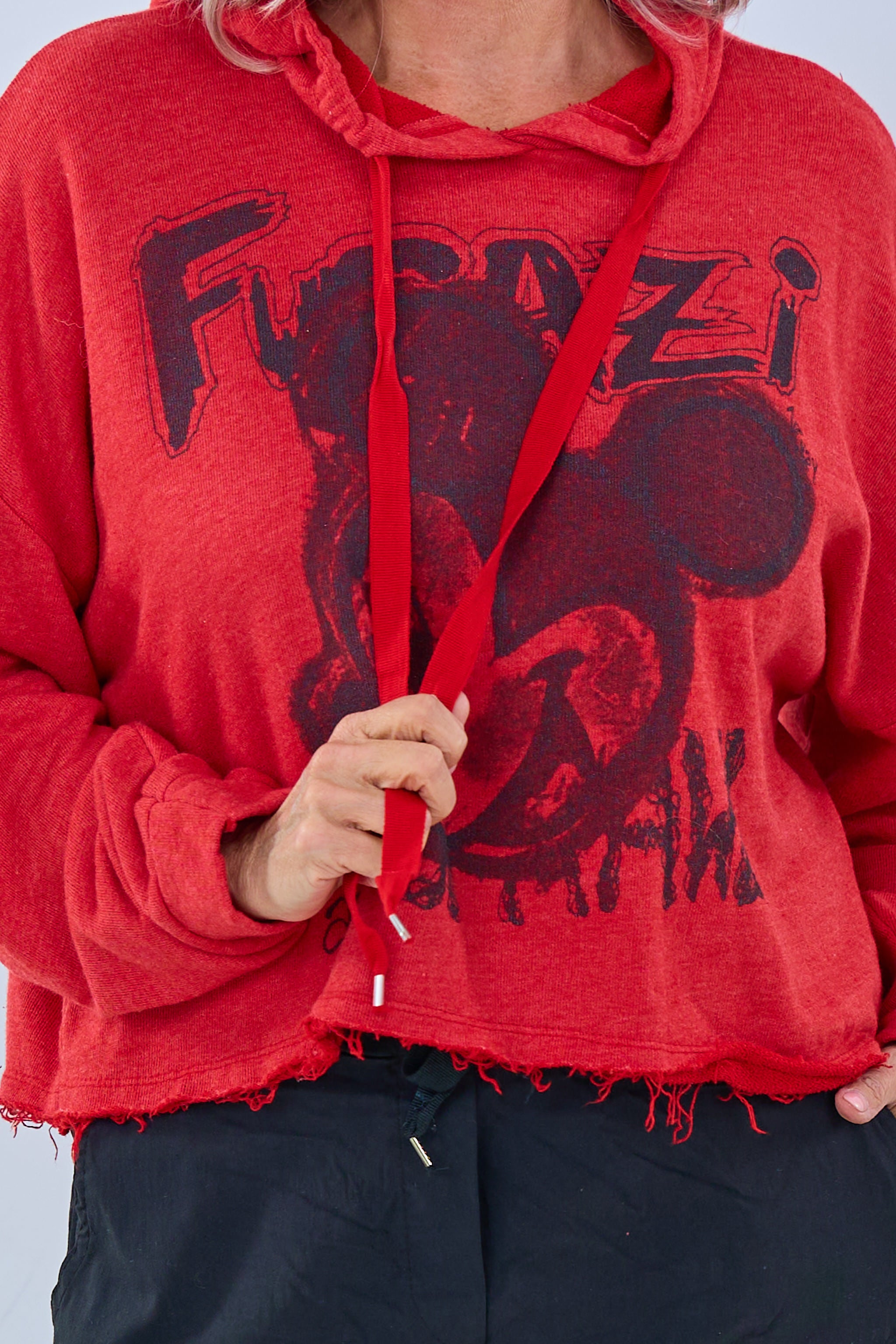 Hoodie mit Druck , rot-schwarz-used von Trends & Lifestyle