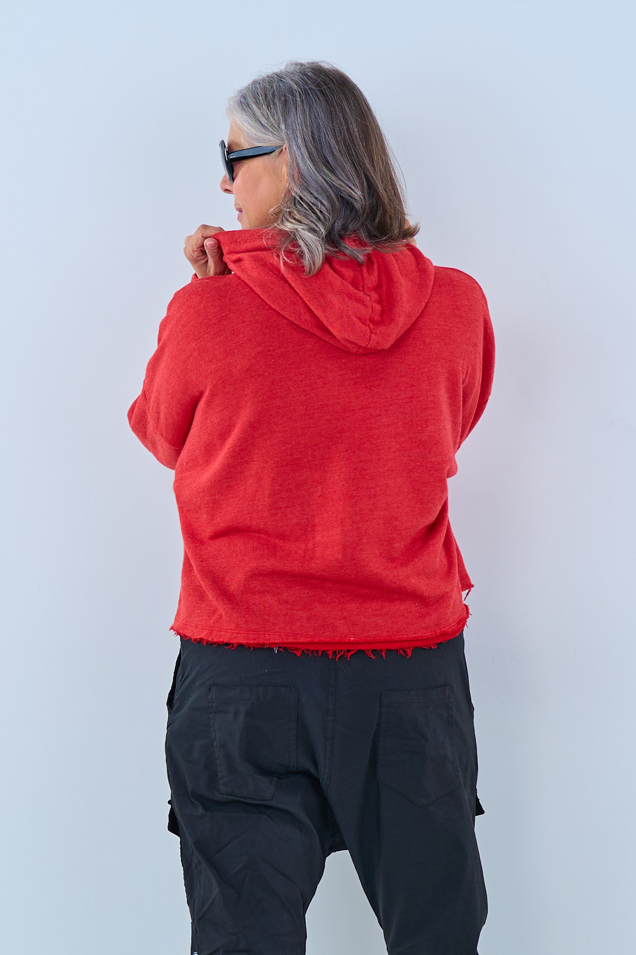 Hoodie mit Druck , rot-schwarz-used von Trends & Lifestyle