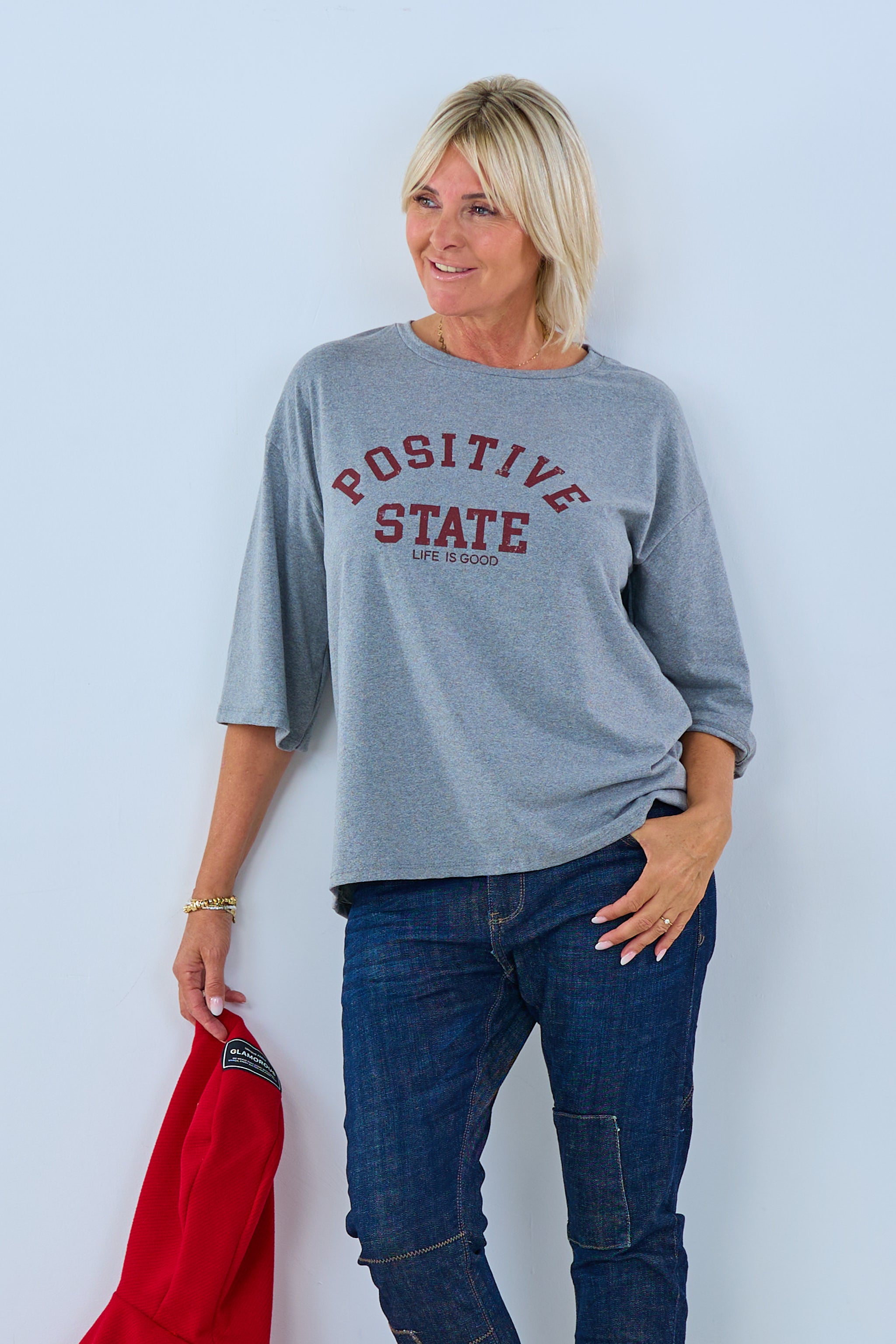 Shirt POSITIVE STATE, grau-rot von Trends & Lifestyle