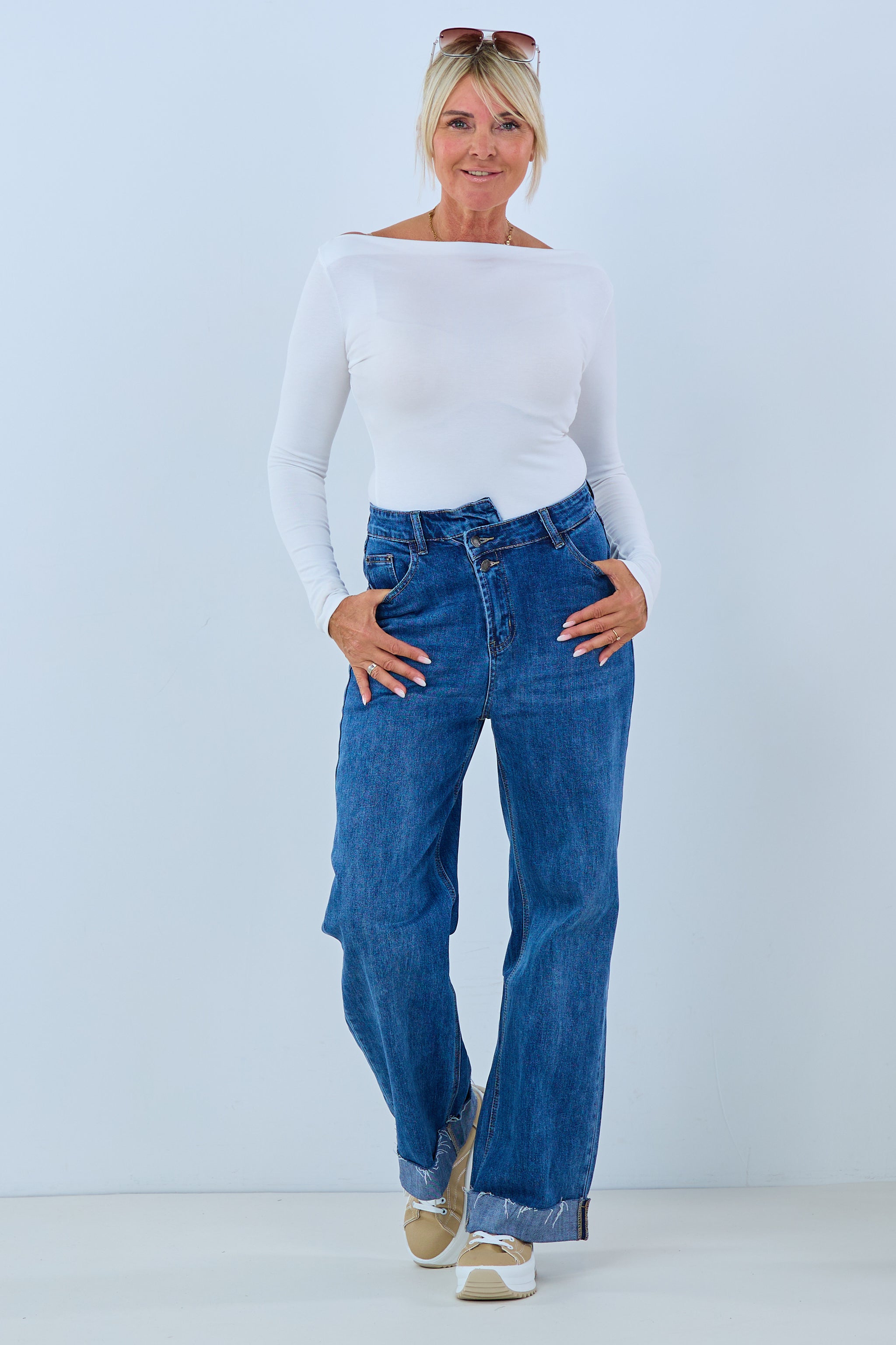 High Waist Jeans mit weitem Bein, denim von Trends & Lifestyle