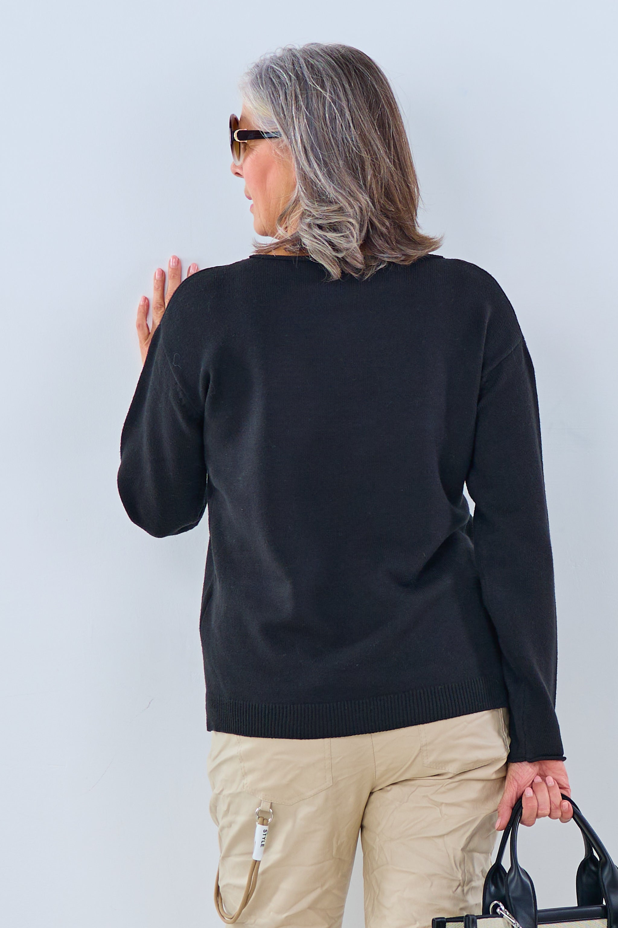 Strickpulli mit 3D Muster, schwarz von Trends & Lifestyle