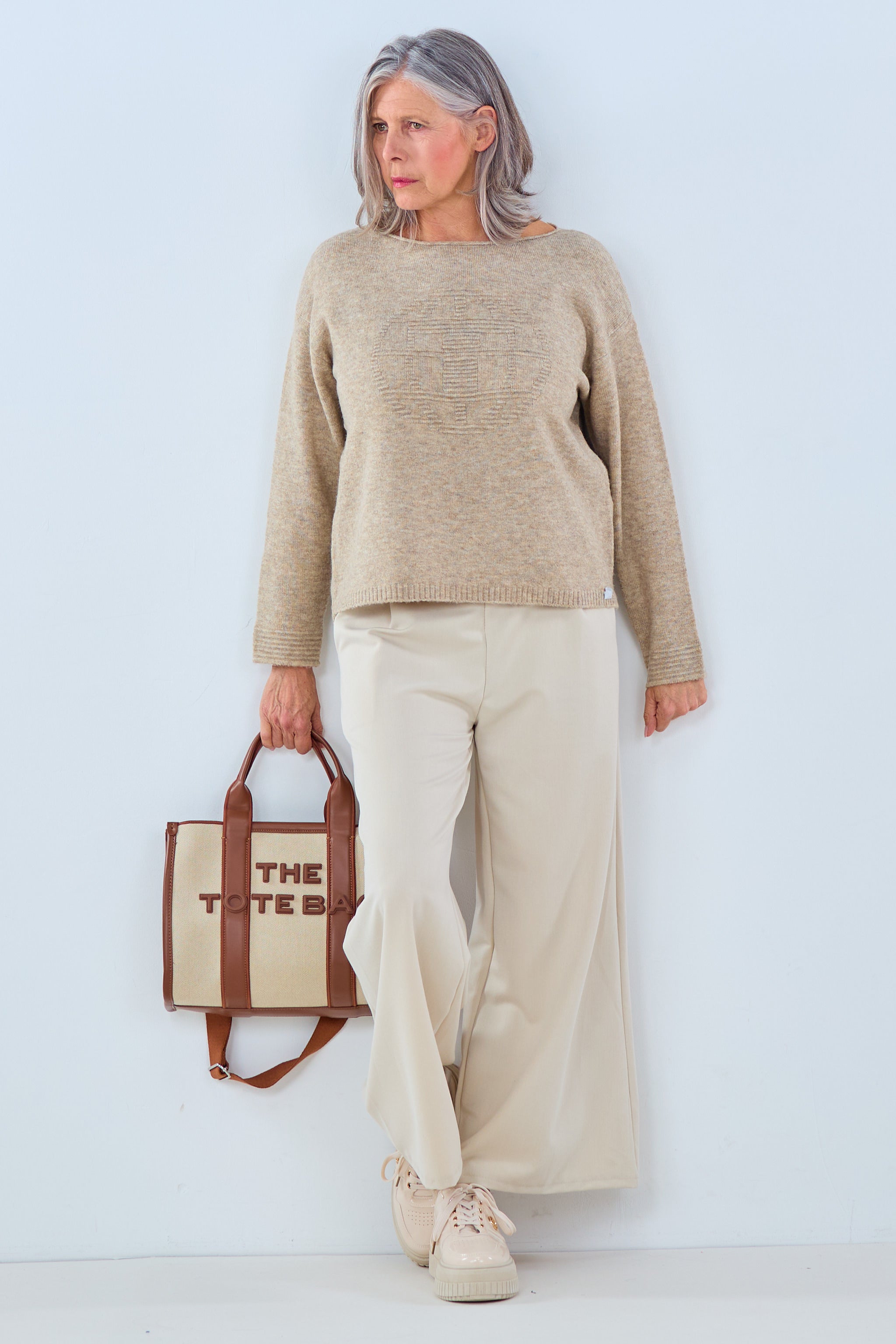 Strickpulli mit 3D Muster, beige von Trends & Lifestyle