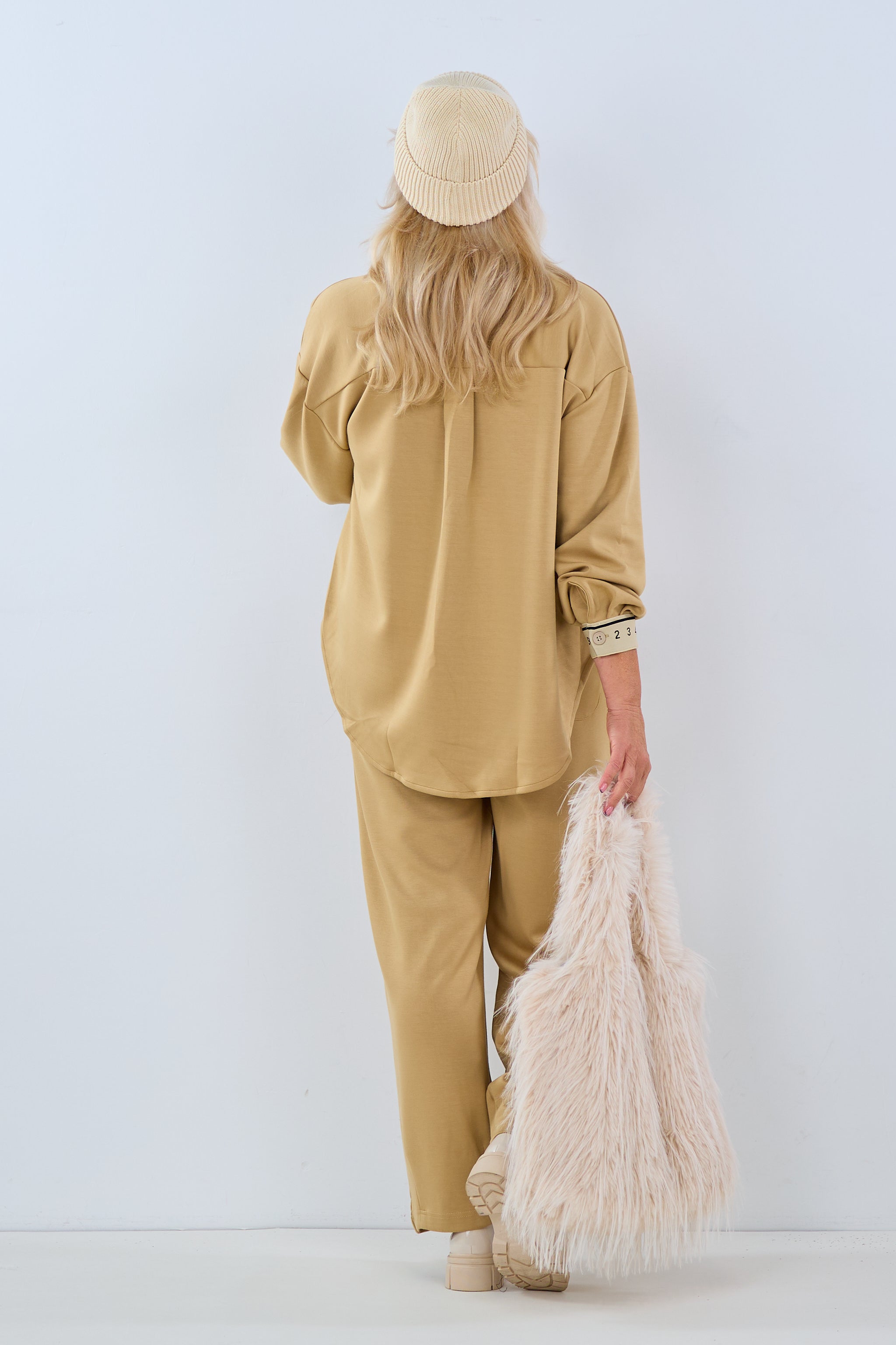 weiche Hemdbluse Zahlen-Bordüre, camel von Trends & Lifestyle