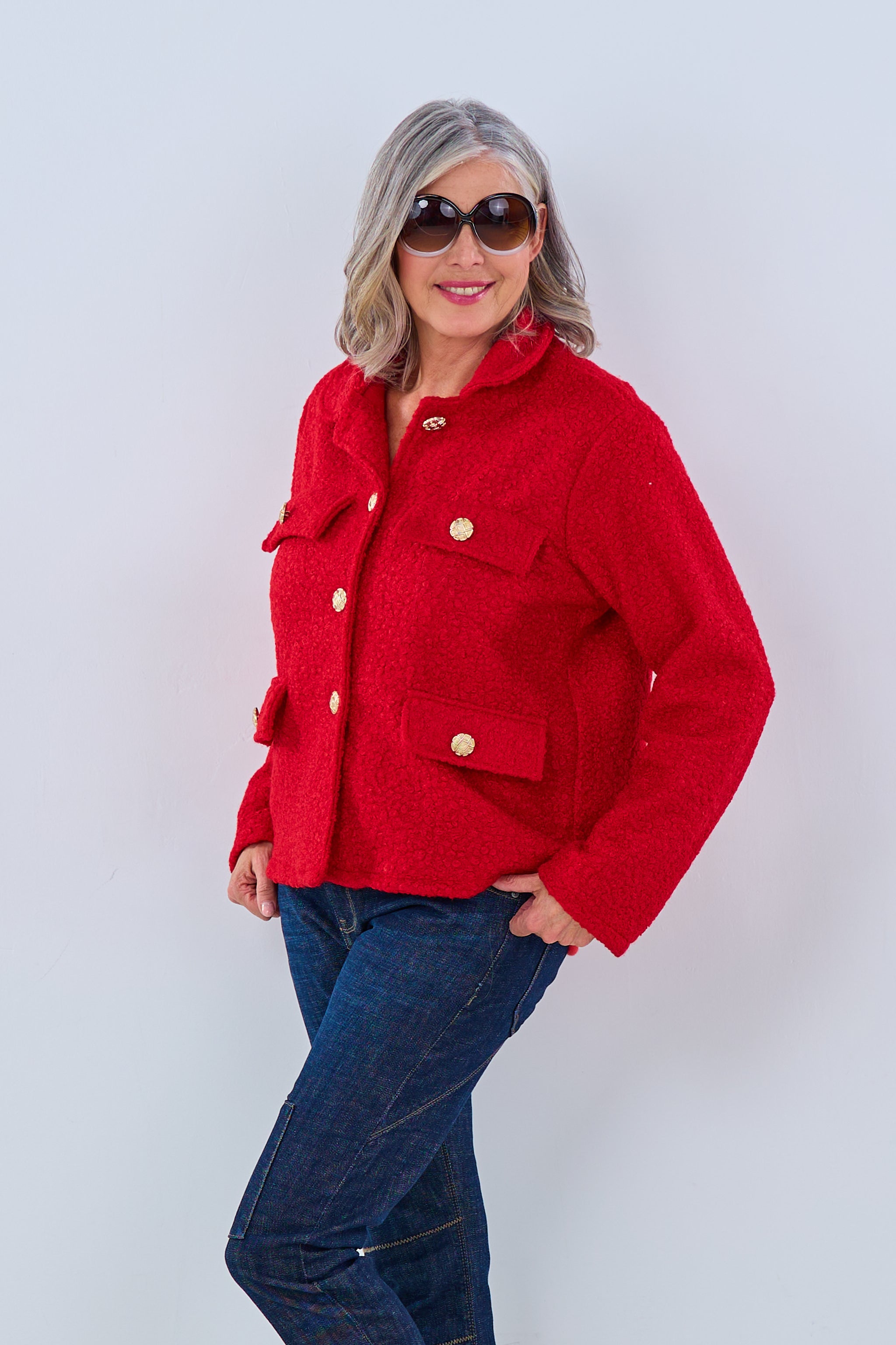 Kurzjacke in Bouclé Optik, rot von Trends & Lifestyle