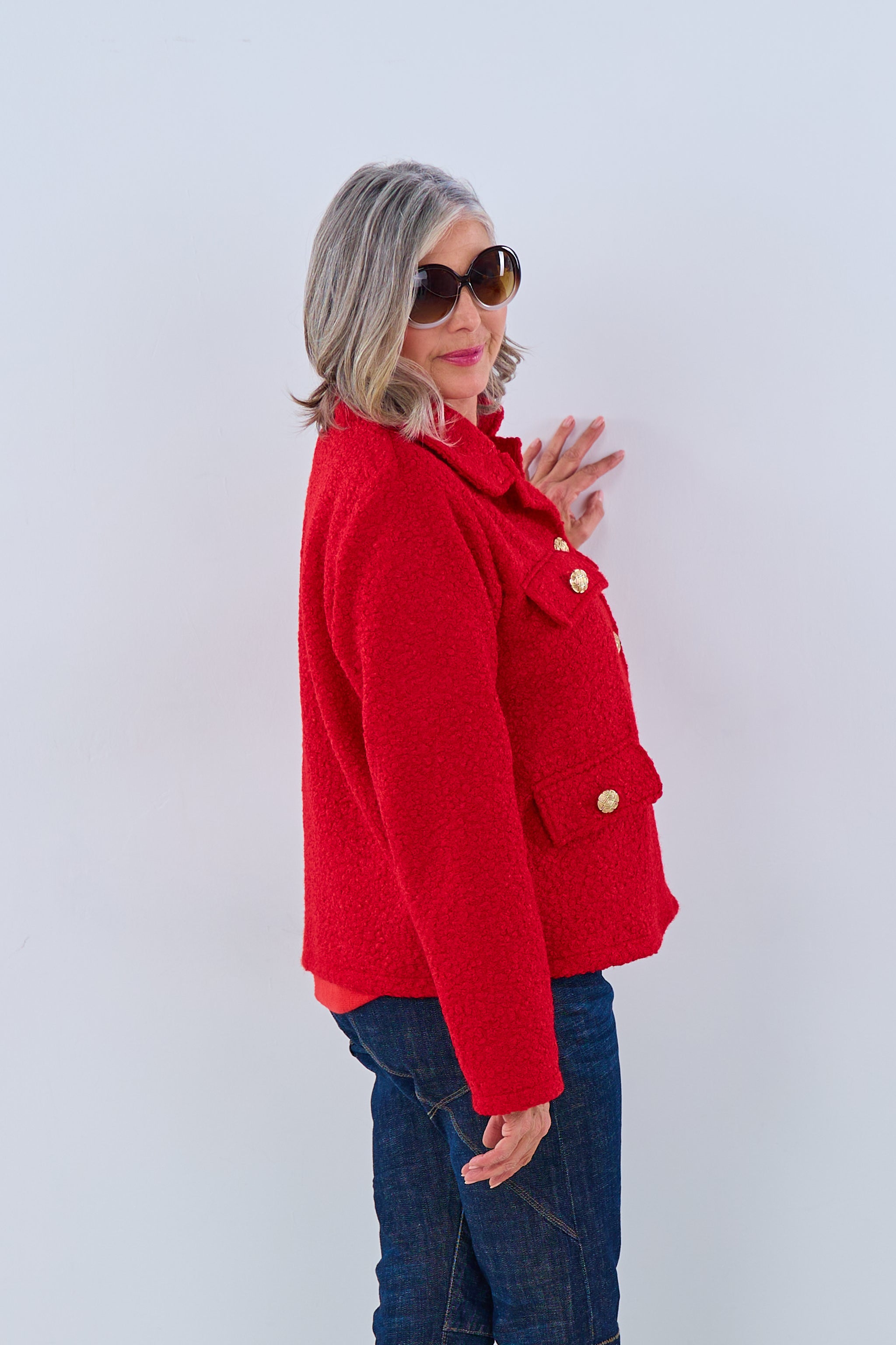 Kurzjacke in Bouclé Optik, rot von Trends & Lifestyle