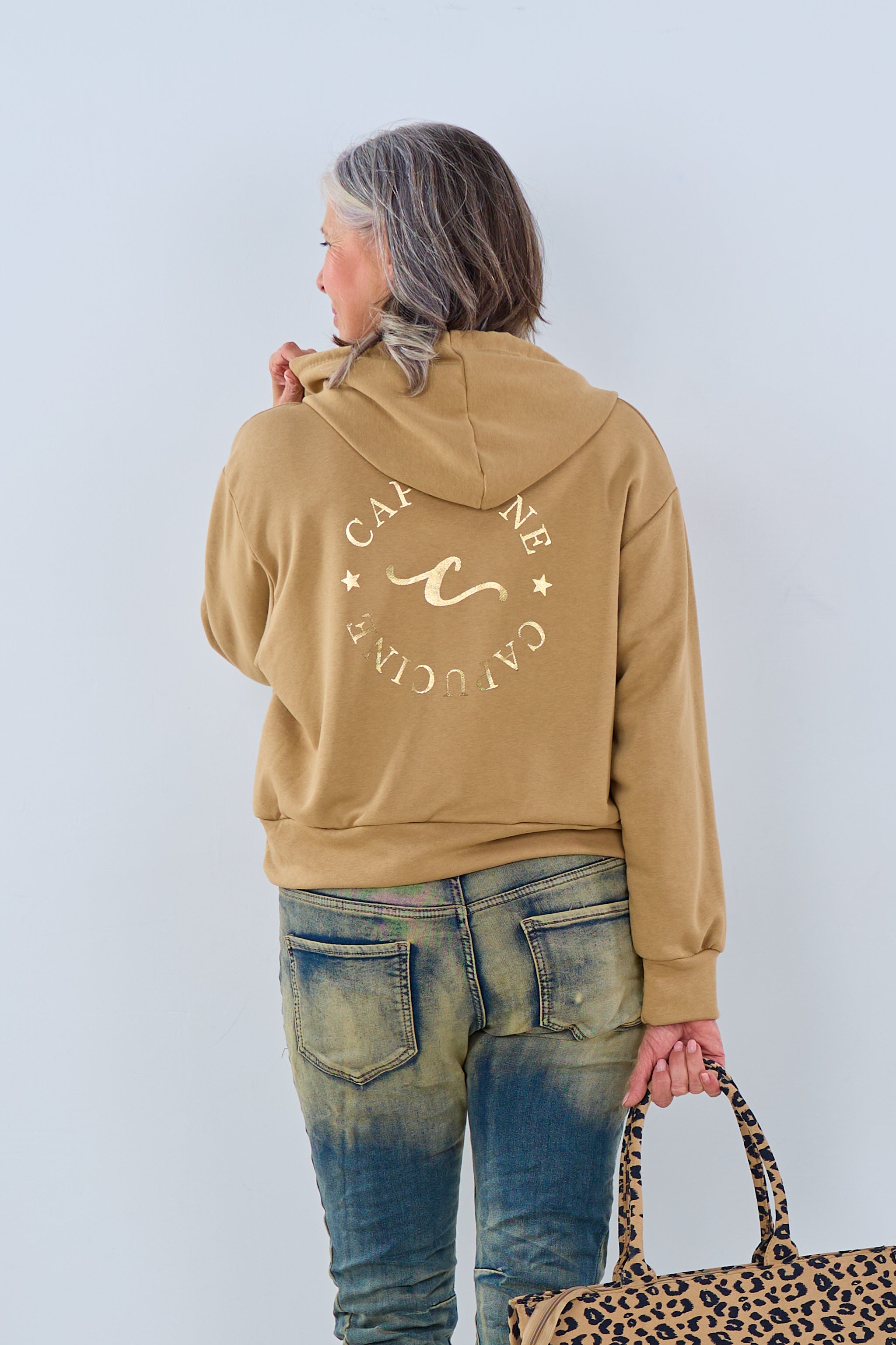 Hoodie mit Cappucino-Druck, camel-gold von Trends & Lifestyle