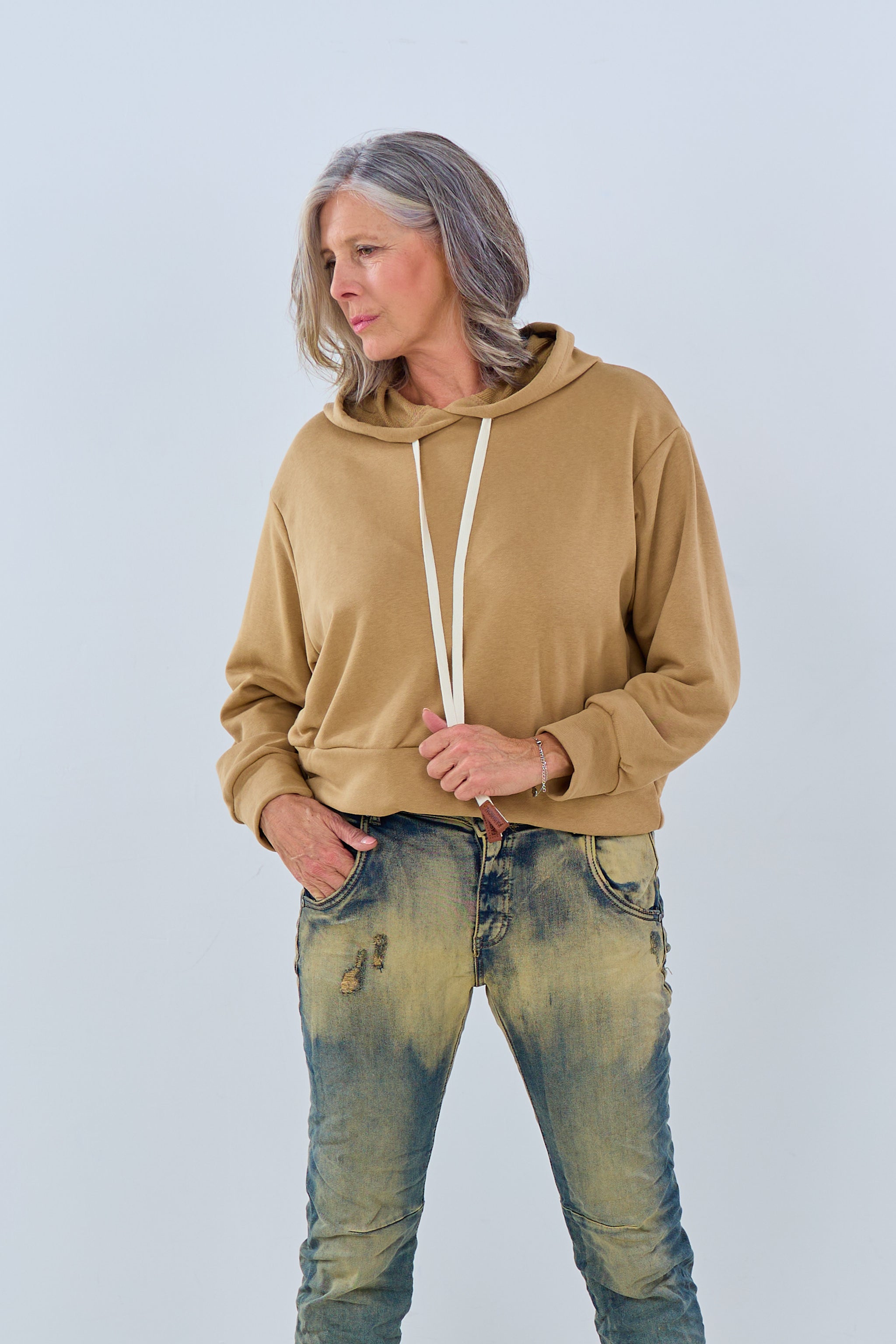 Hoodie mit Cappucino-Druck, camel-gold von Trends & Lifestyle