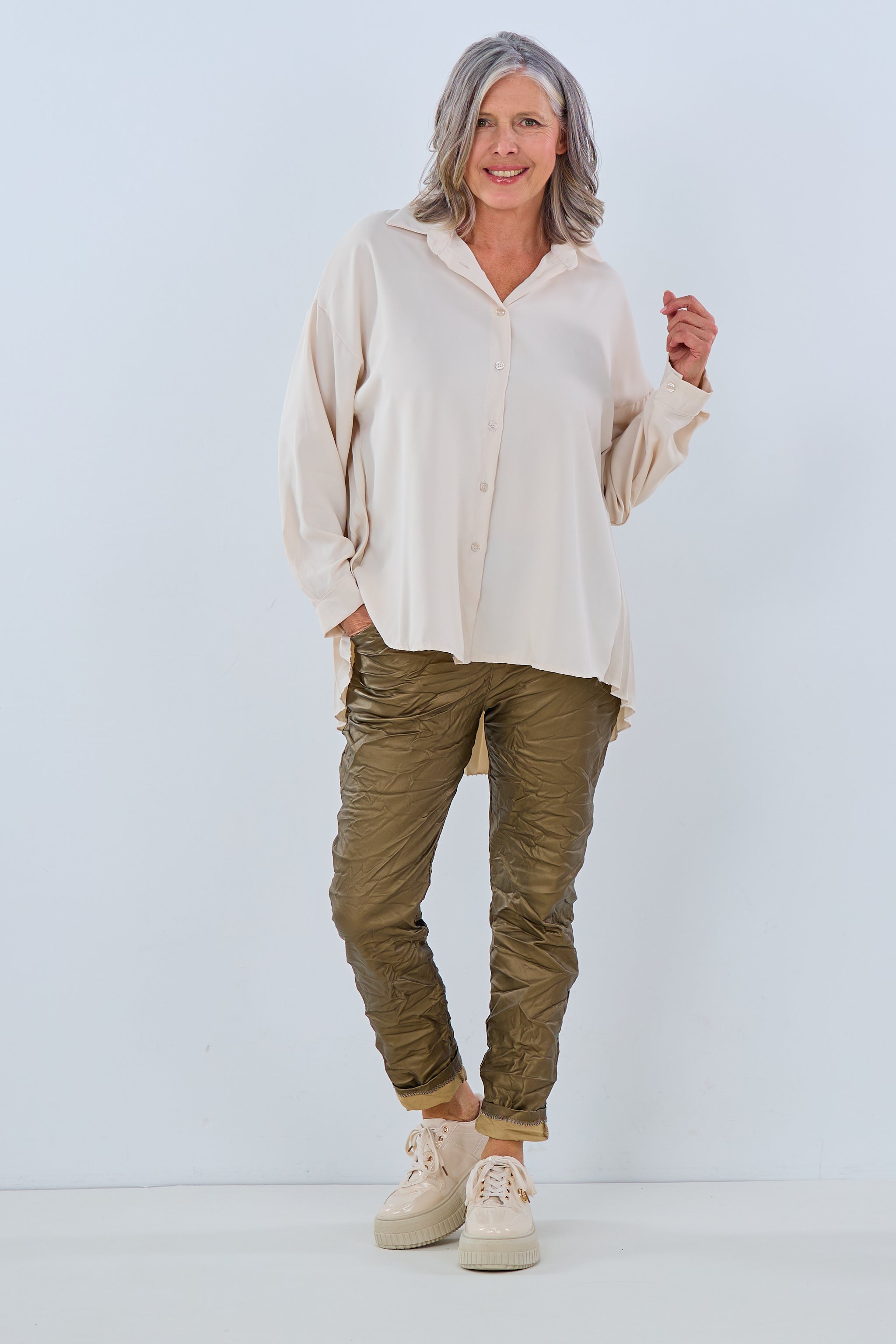 Bluse mit Plissee, beige von Trends & Lifestyle