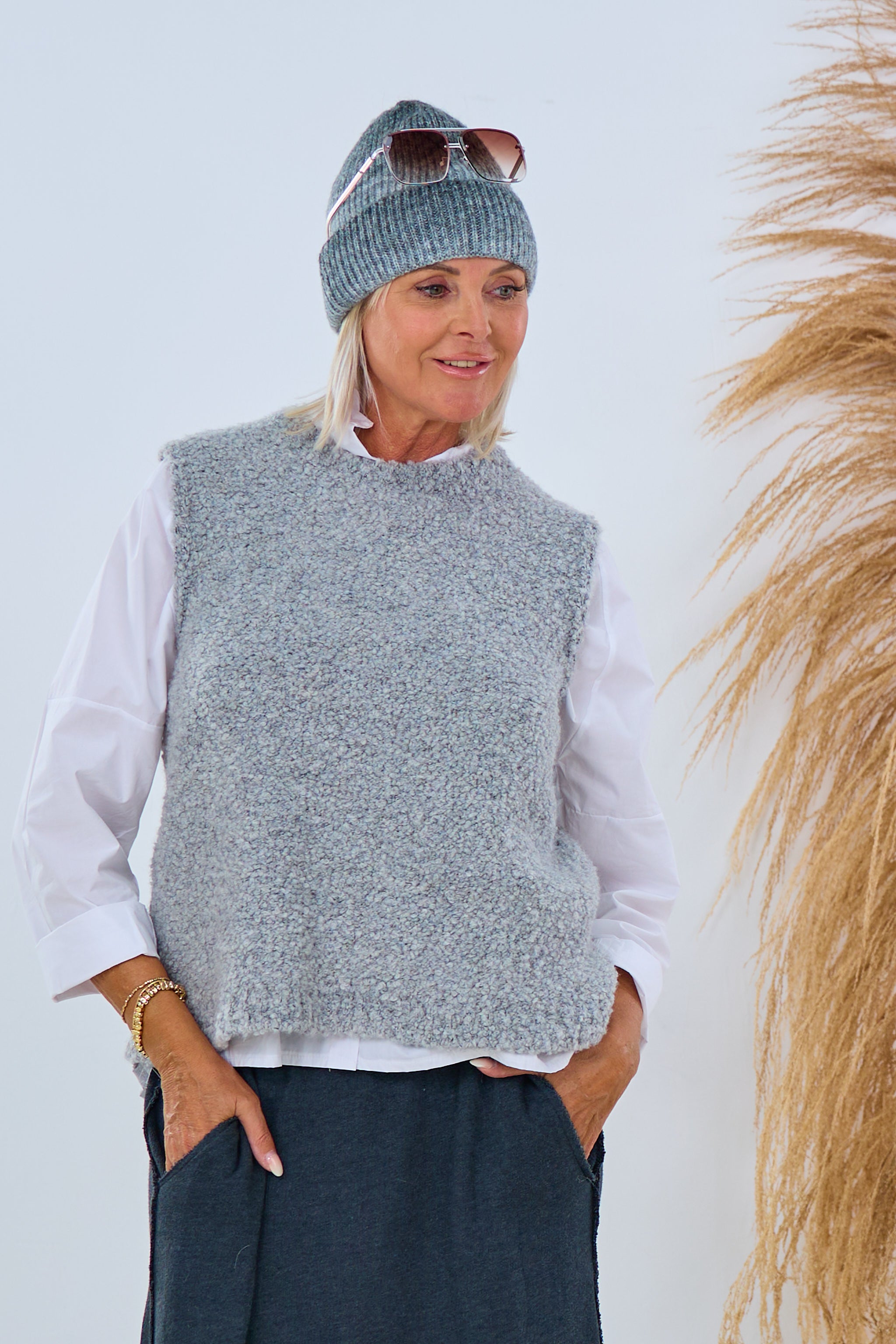 Bouclé Strickpullunder, grau von Trends & Lifestyle