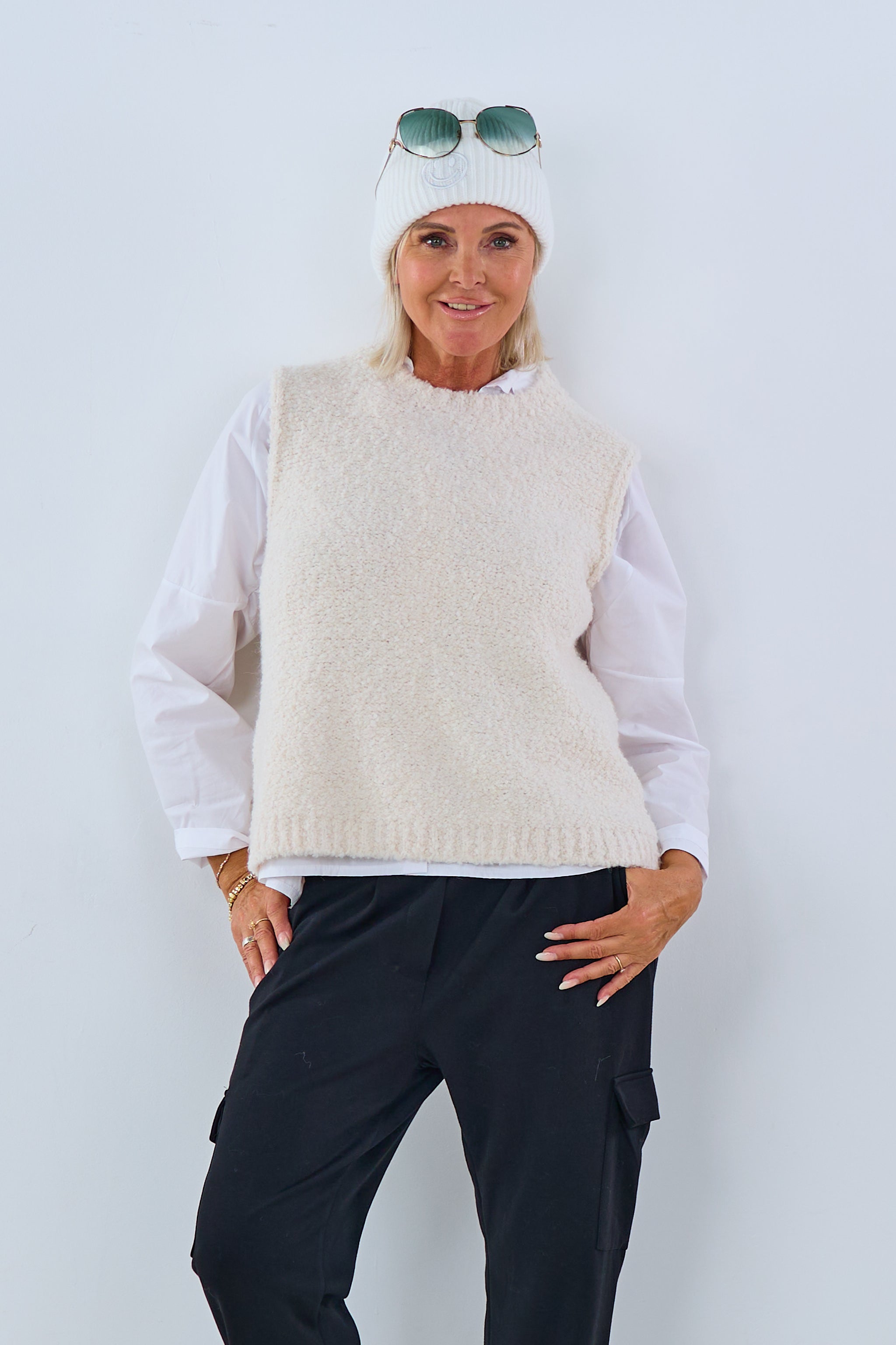 Bouclé Strickpullunder, ecru von Trends & Lifestyle