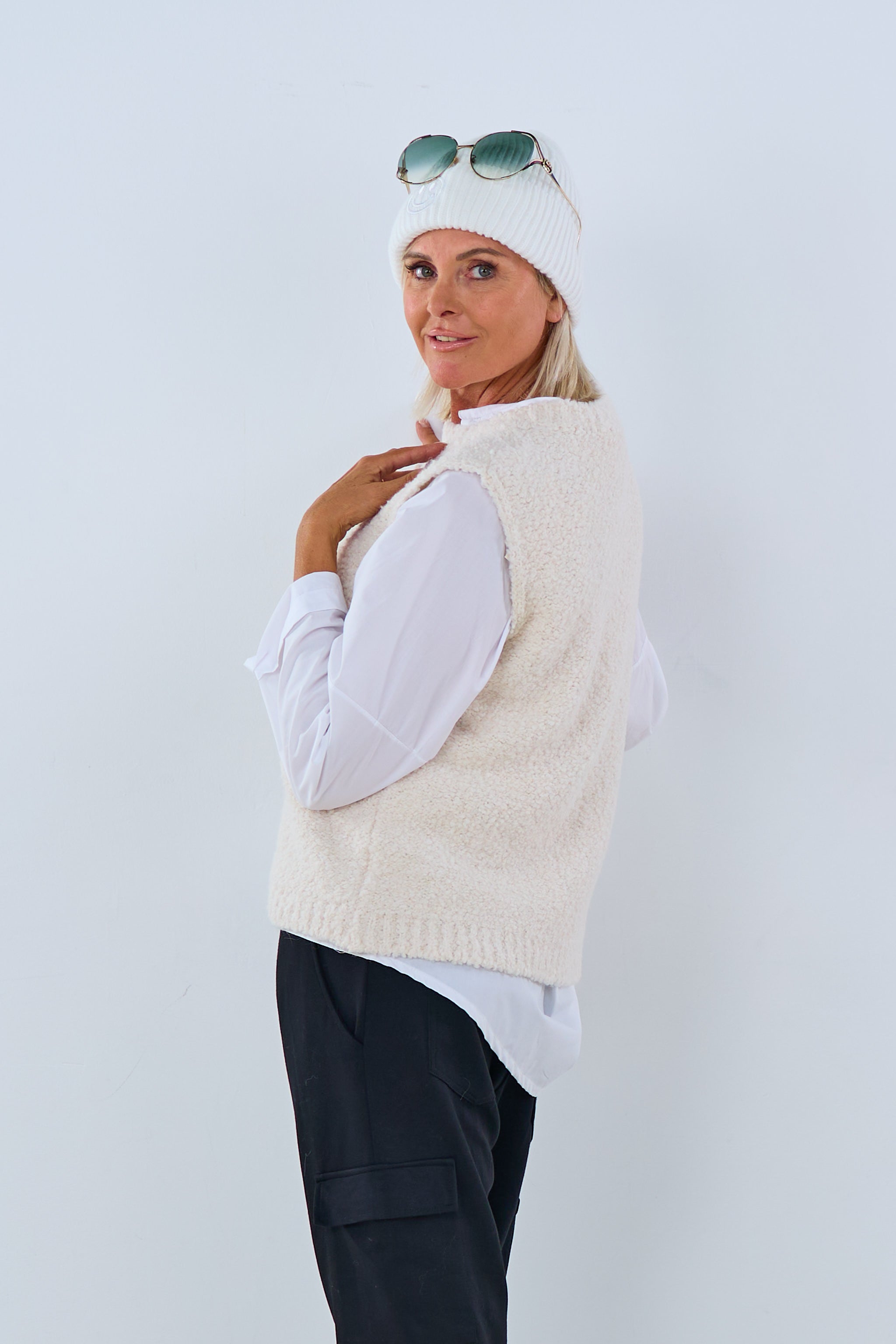 Bouclé Strickpullunder, ecru von Trends & Lifestyle