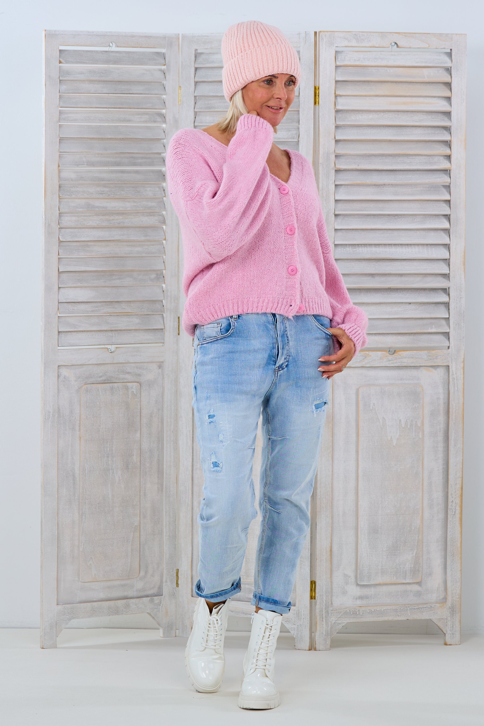 Cardigan mit SAINT-Flock, rosa von Trends & Lifestyle