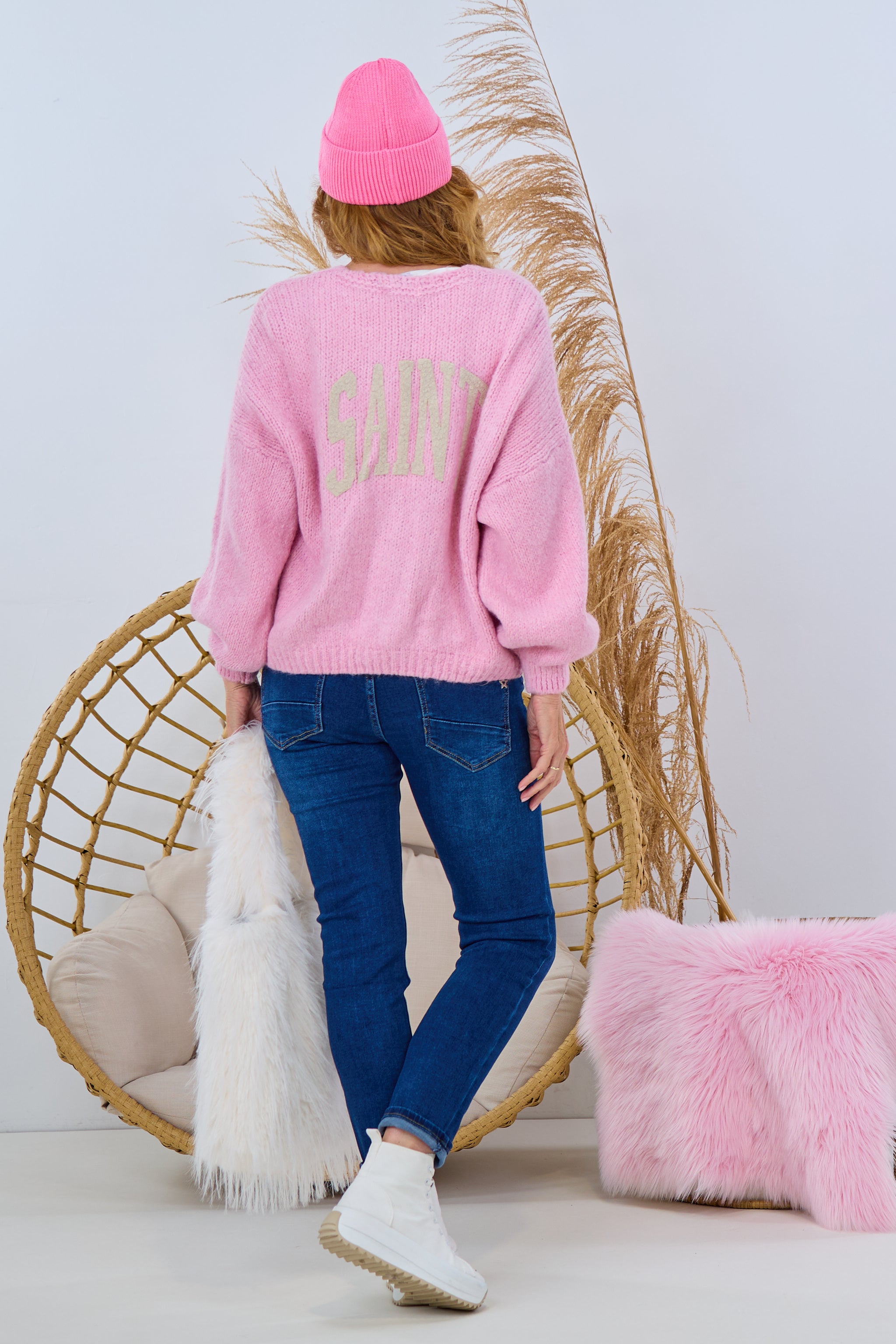 Cardigan mit SAINT-Flock, rosa von Trends & Lifestyle