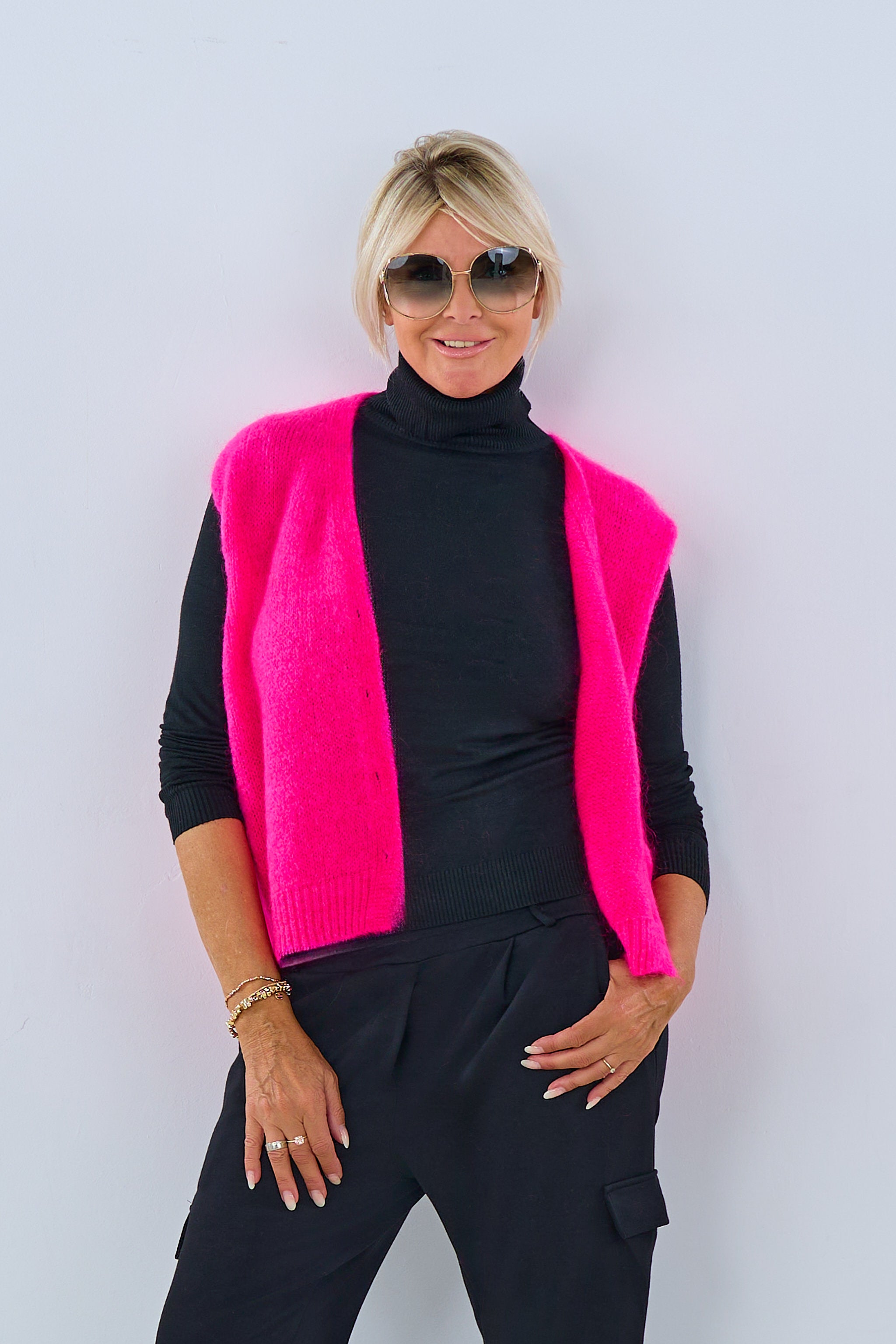 Kurzarm Strickweste, pink von Trends & Lifestyle