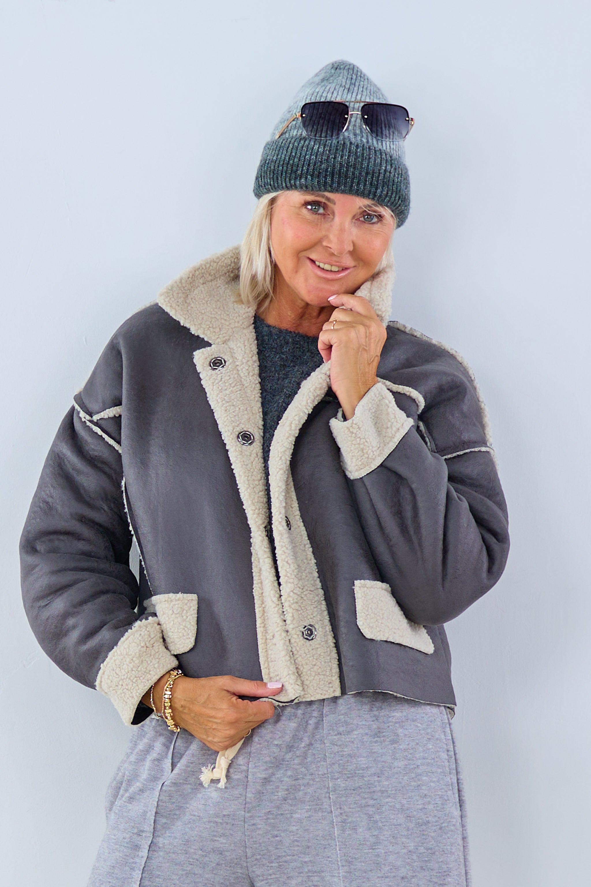 Übergangsjacke, anthrazit-beige von Trends & Lifestyle