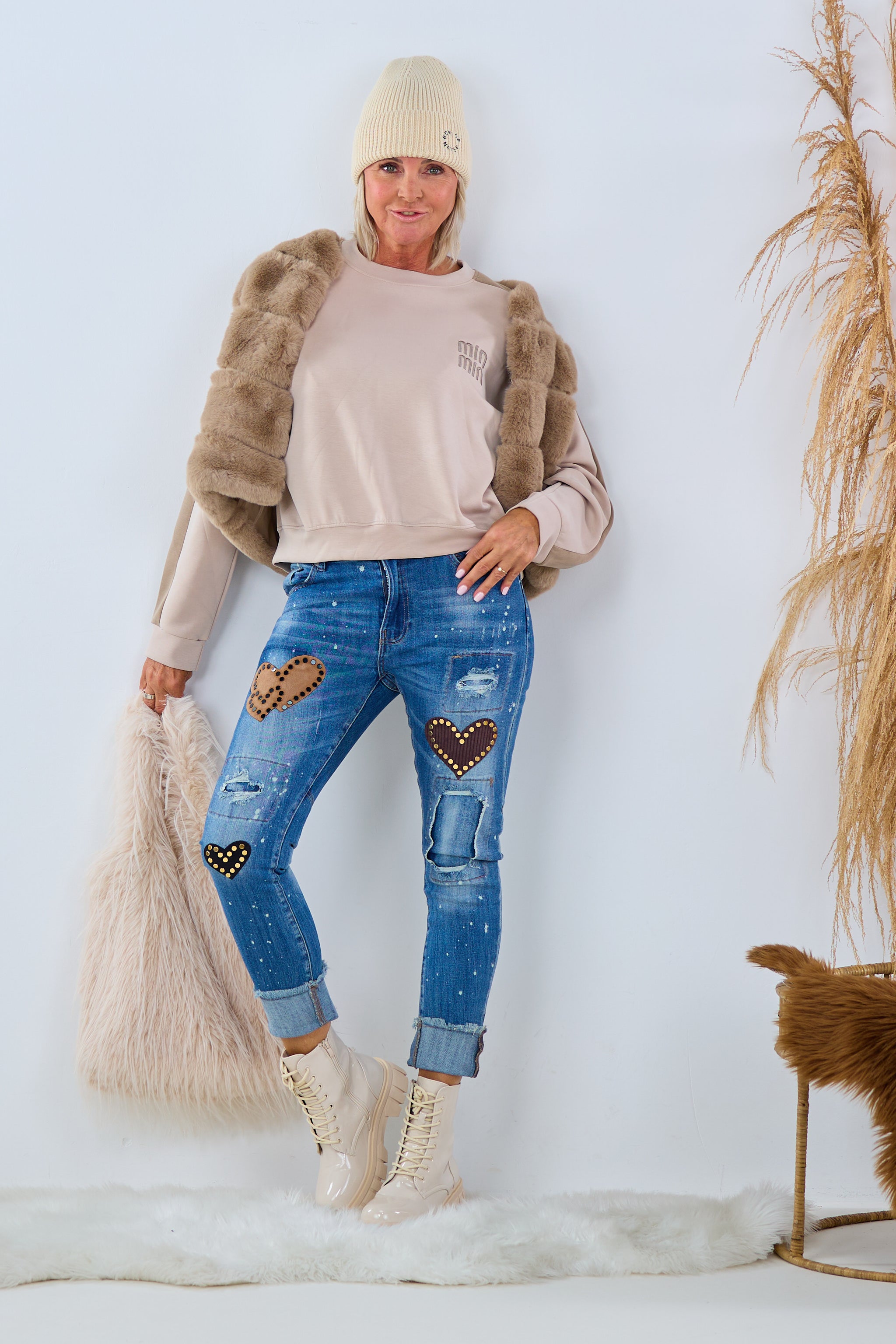 Jeans mit aufgesetzten Herzen, denim von Trends & Lifestyle