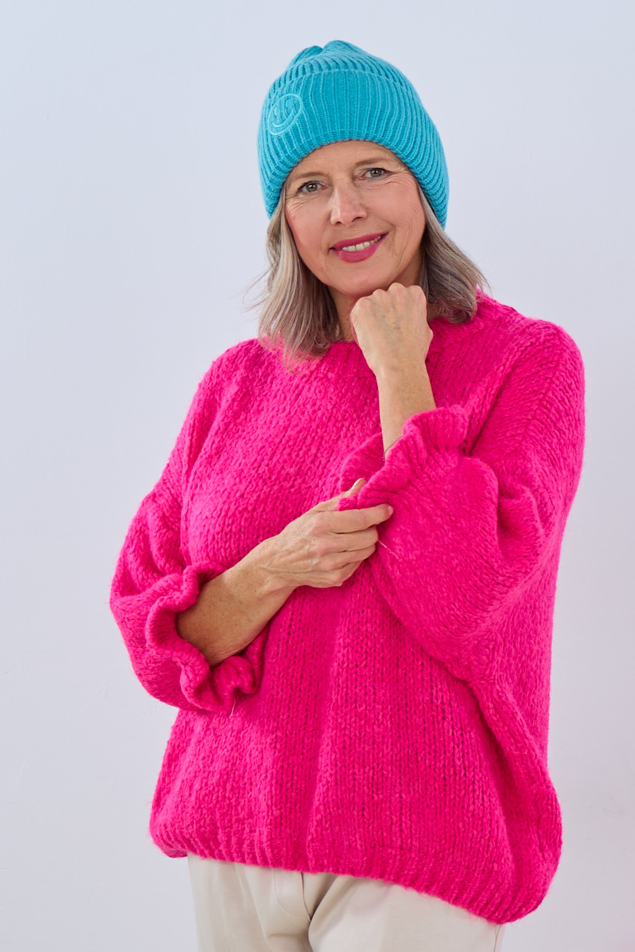 Strickpulli mit Rüschenärmeln, pink von Trends & Lifestyle