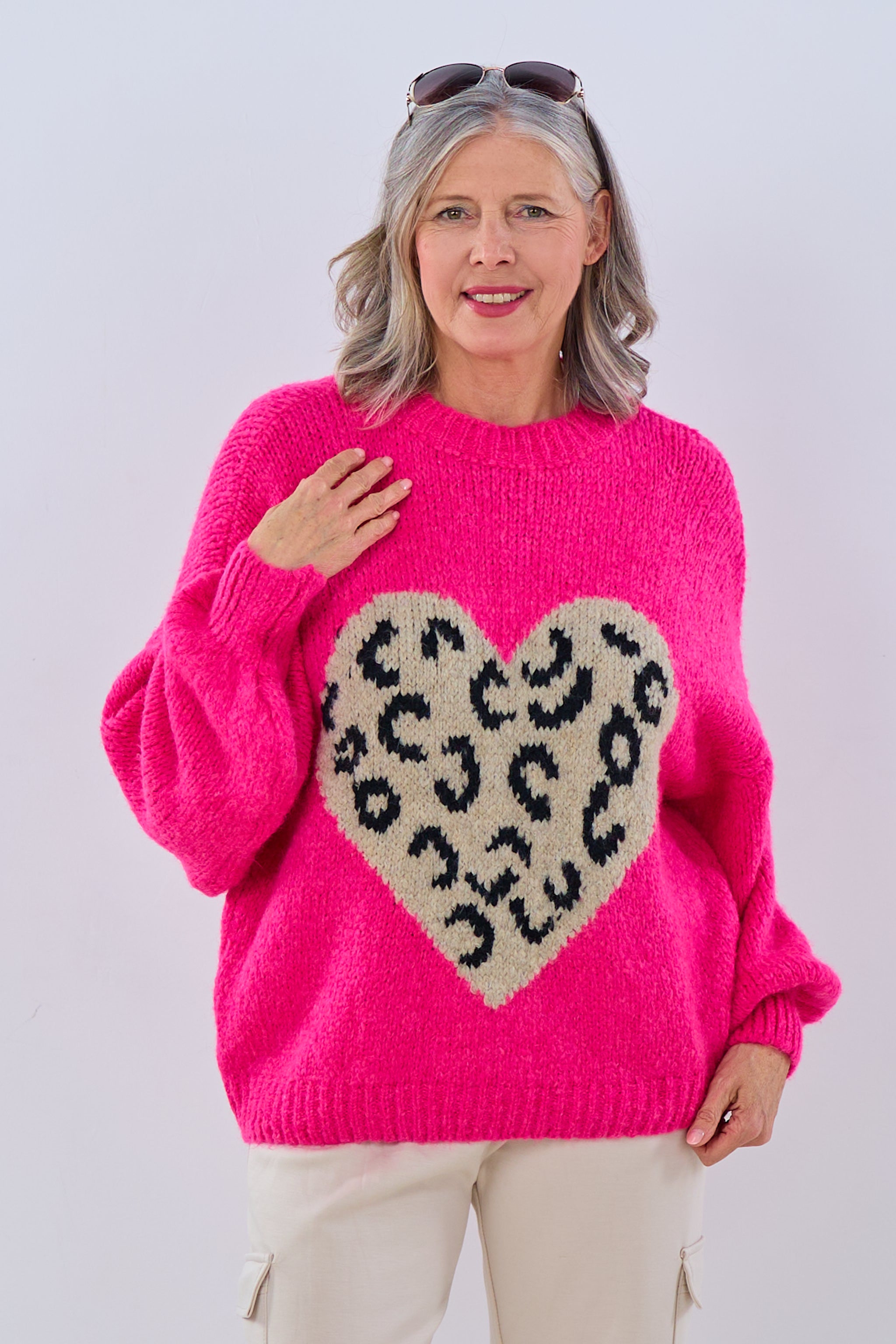 Strickpulli mit großem Herz, pink von Trends & Lifestyle