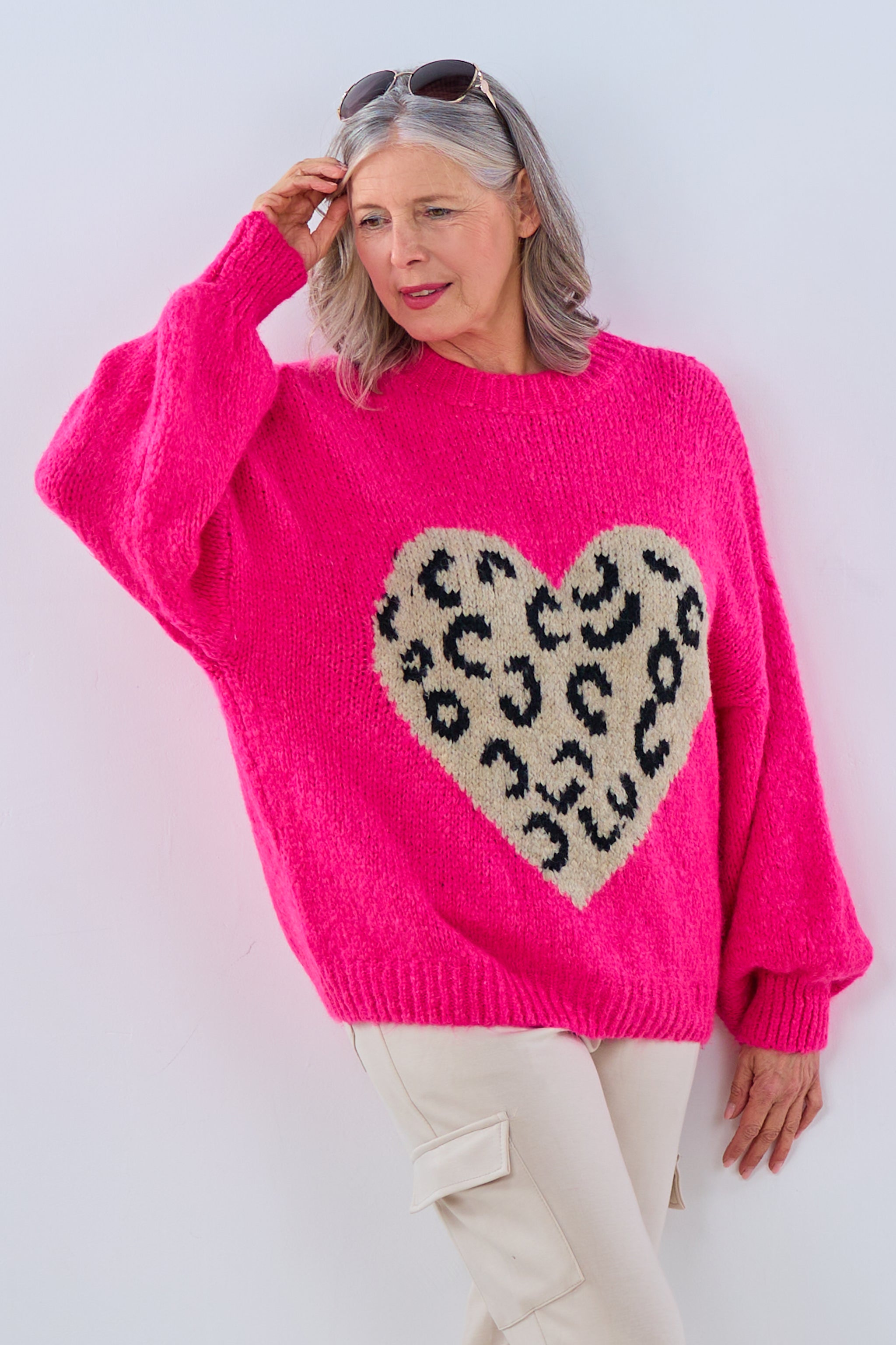 Strickpulli mit großem Herz, pink von Trends & Lifestyle