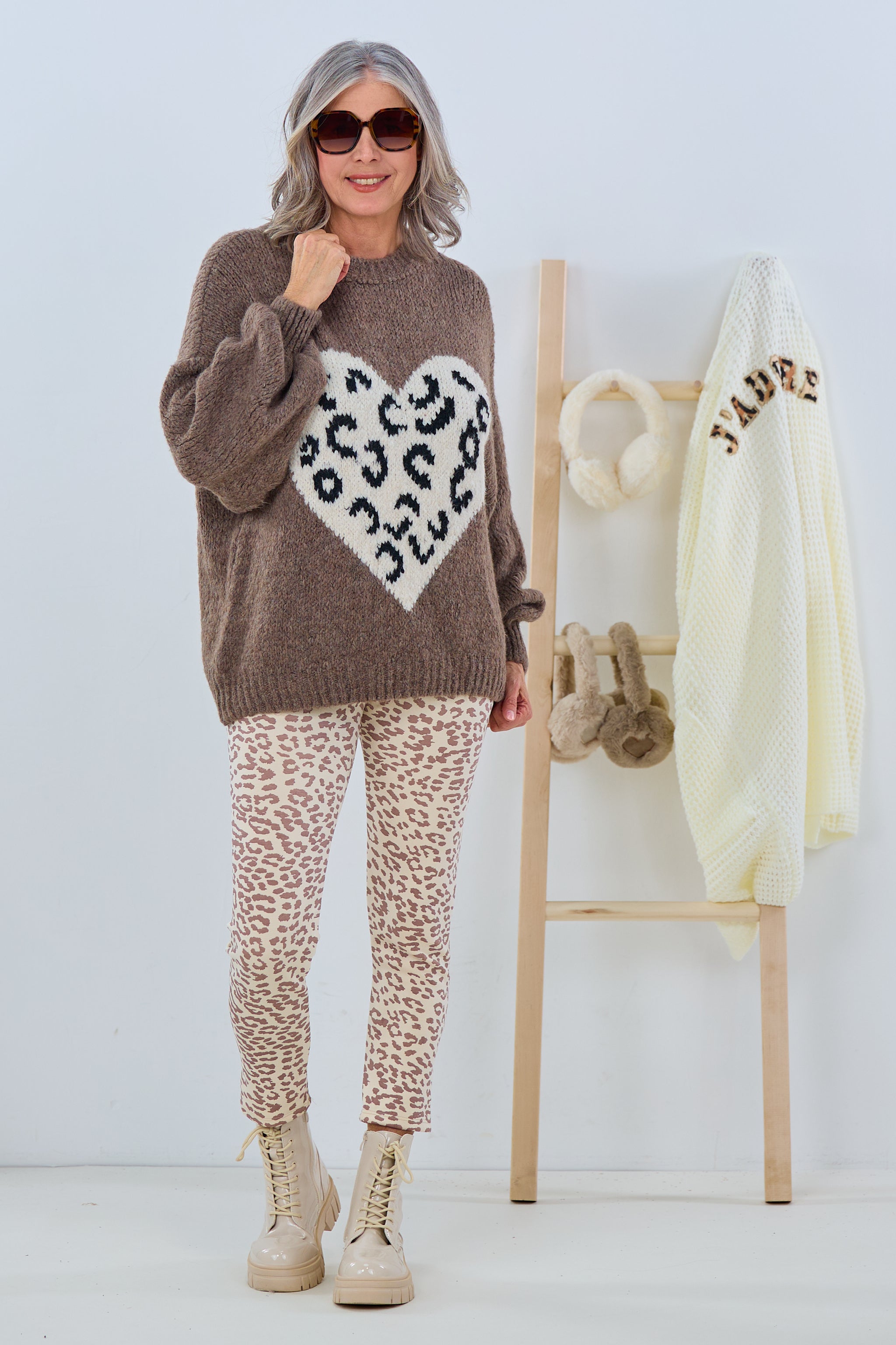 Weiche Leo Leggings, beige-taupe-leo von Trends & Lifestyle