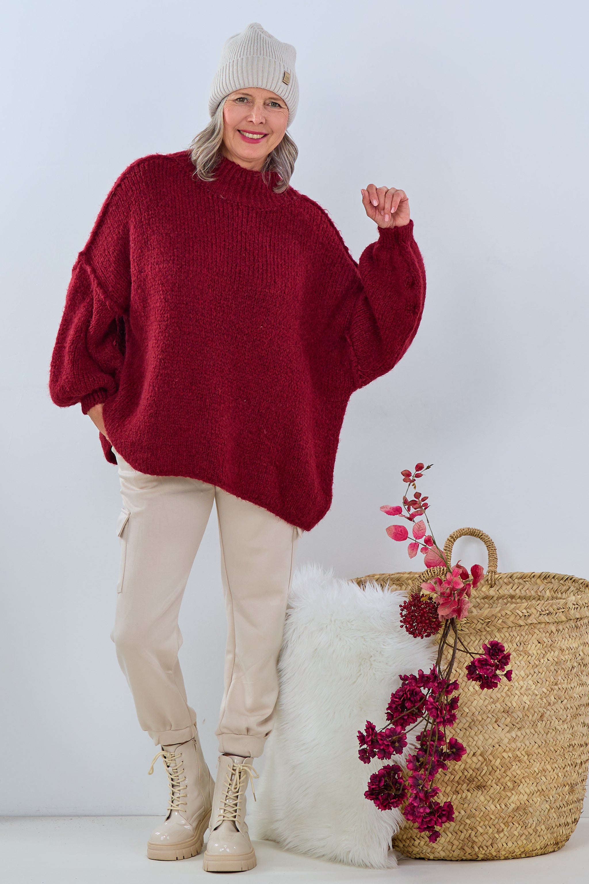 Langer Pulli mit Turtleneck, bordeaux von Trends & Lifestyle