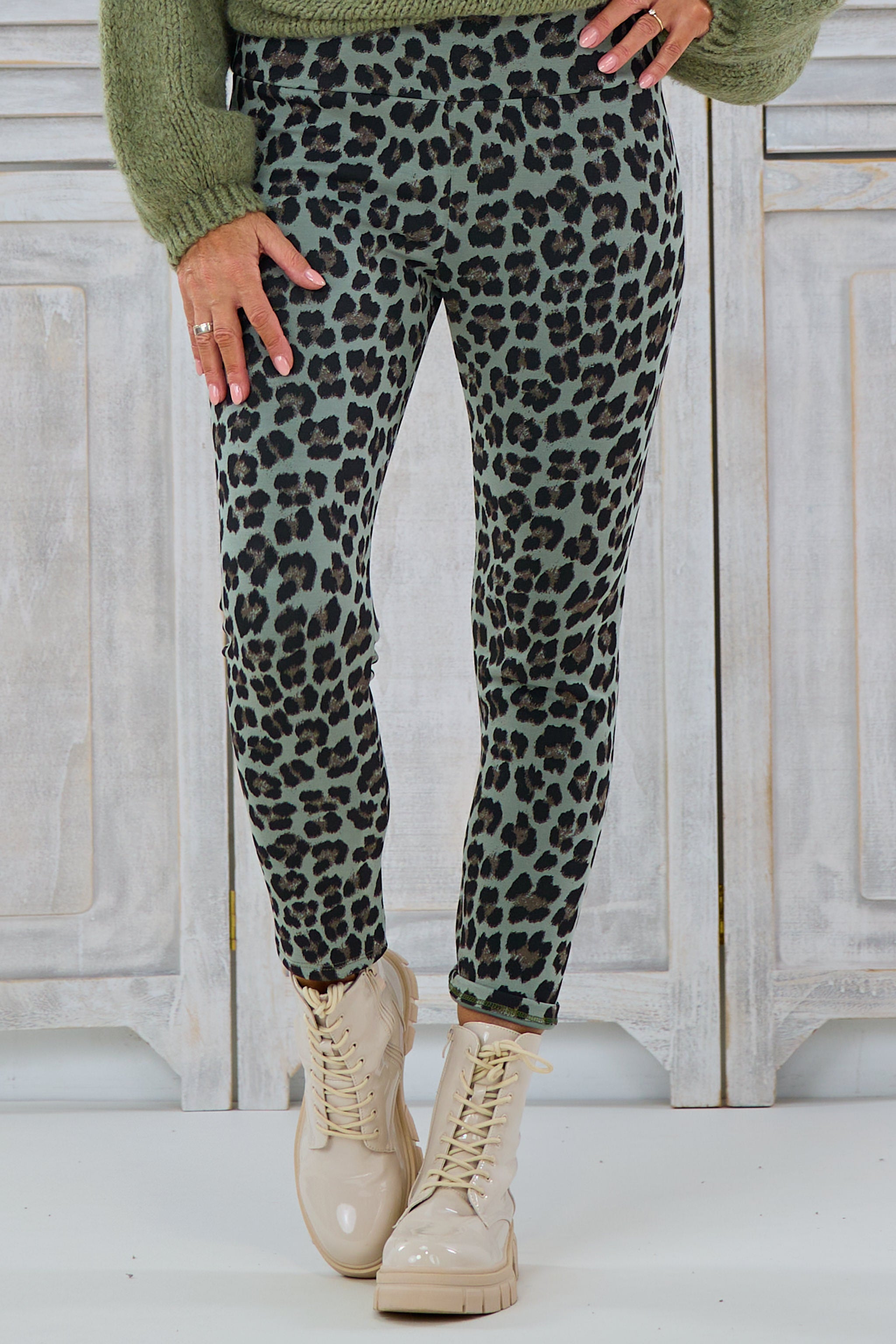 Weiche Leo Leggings, khaki-leo von Trends & Lifestyle