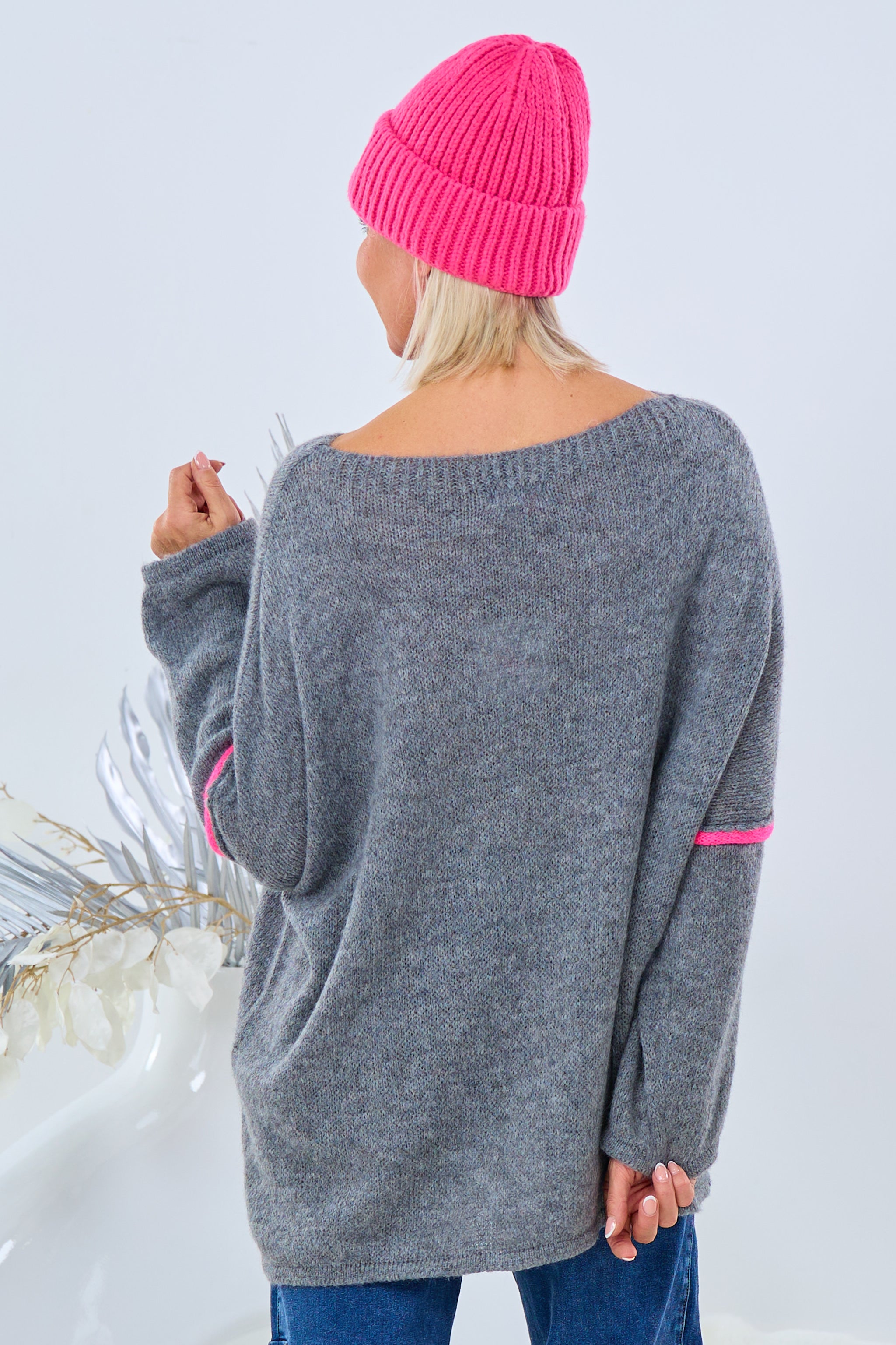 Strickpullover "ONE LIFE", grau-pink von Trends & Lifestyle