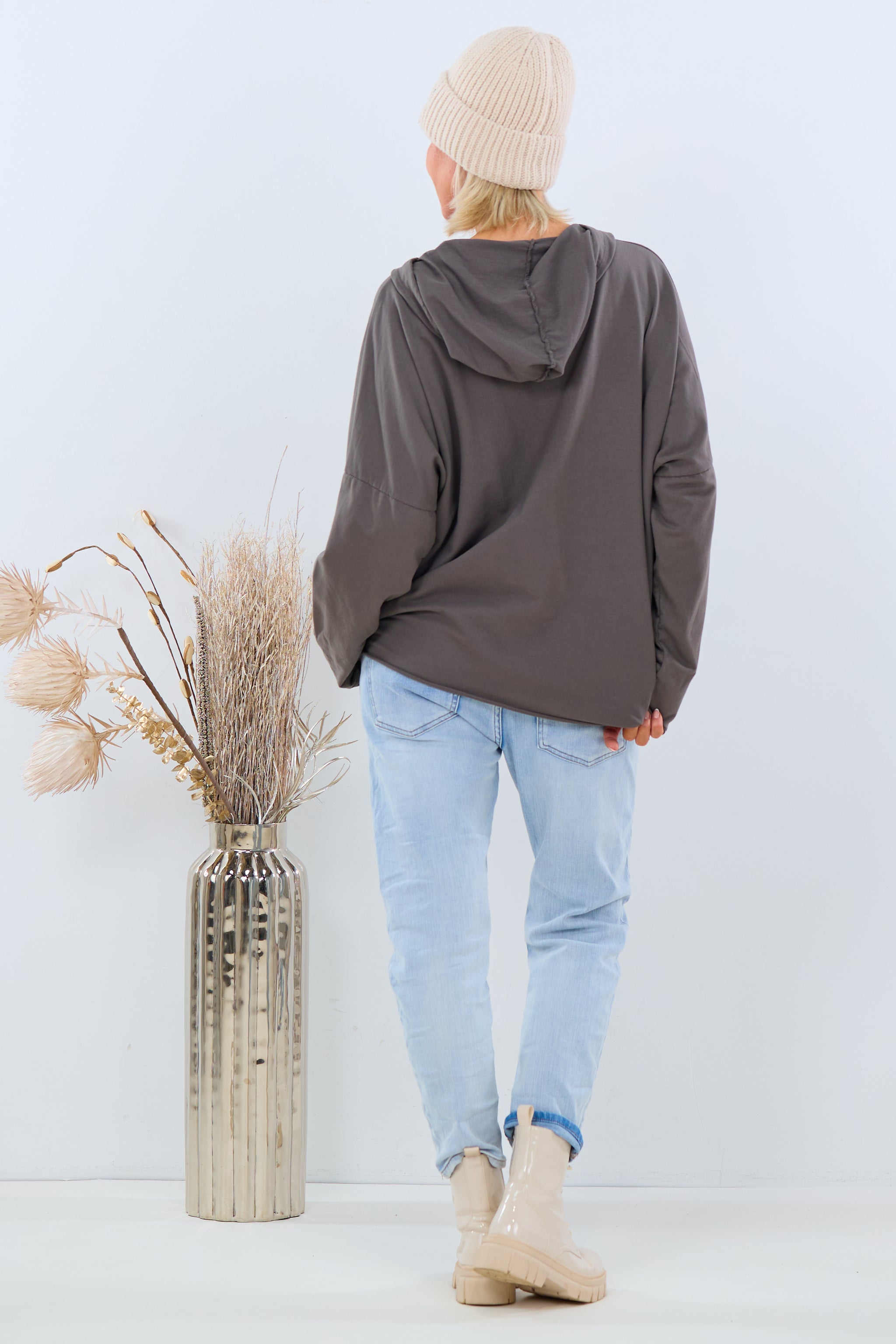 Kapuzenshirt mit Knopfleiste, taupe von Trends & Lifestyle