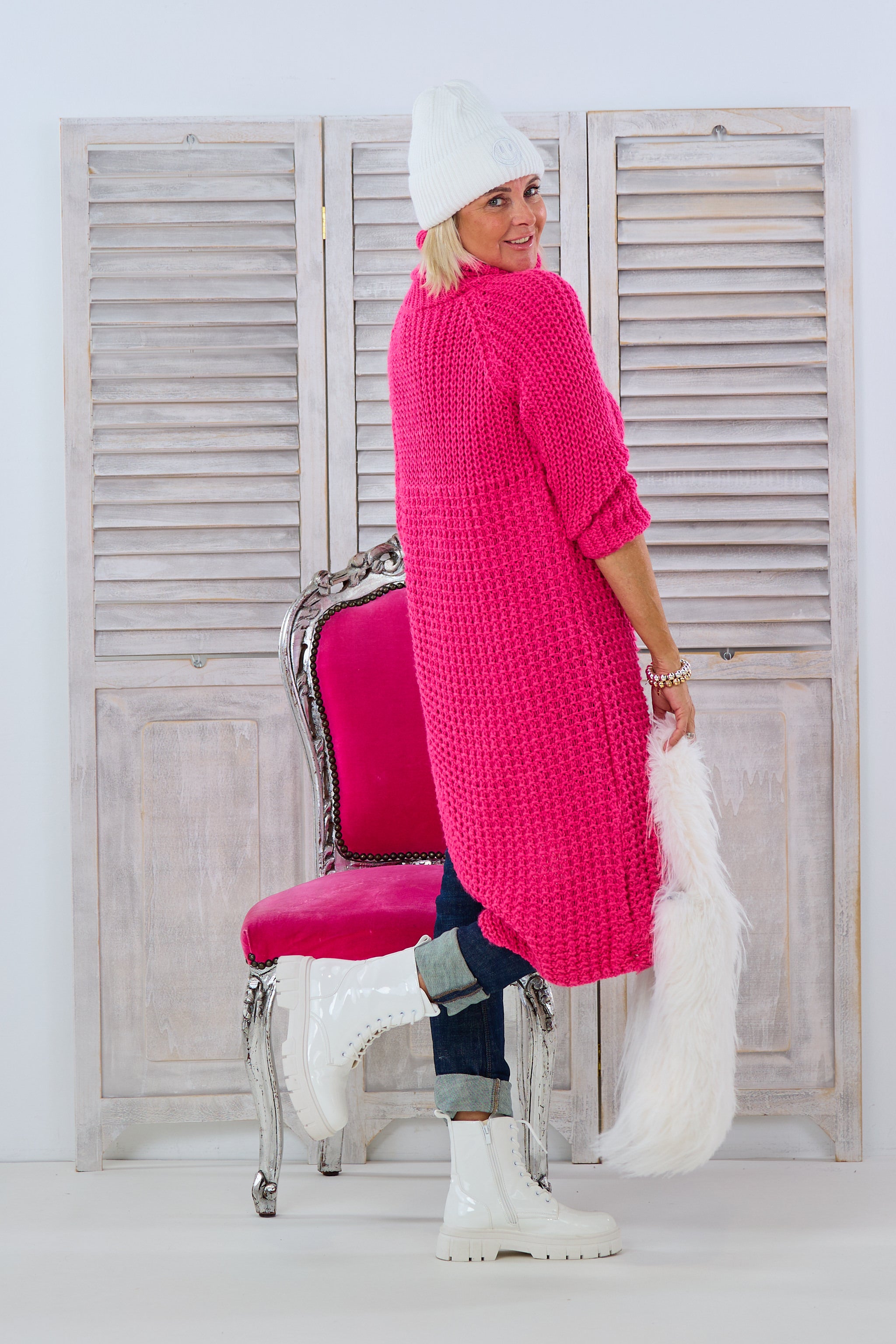 Longpulli, asymmetrisch mit Raglanärmeln, pink von Trends & Lifestyle