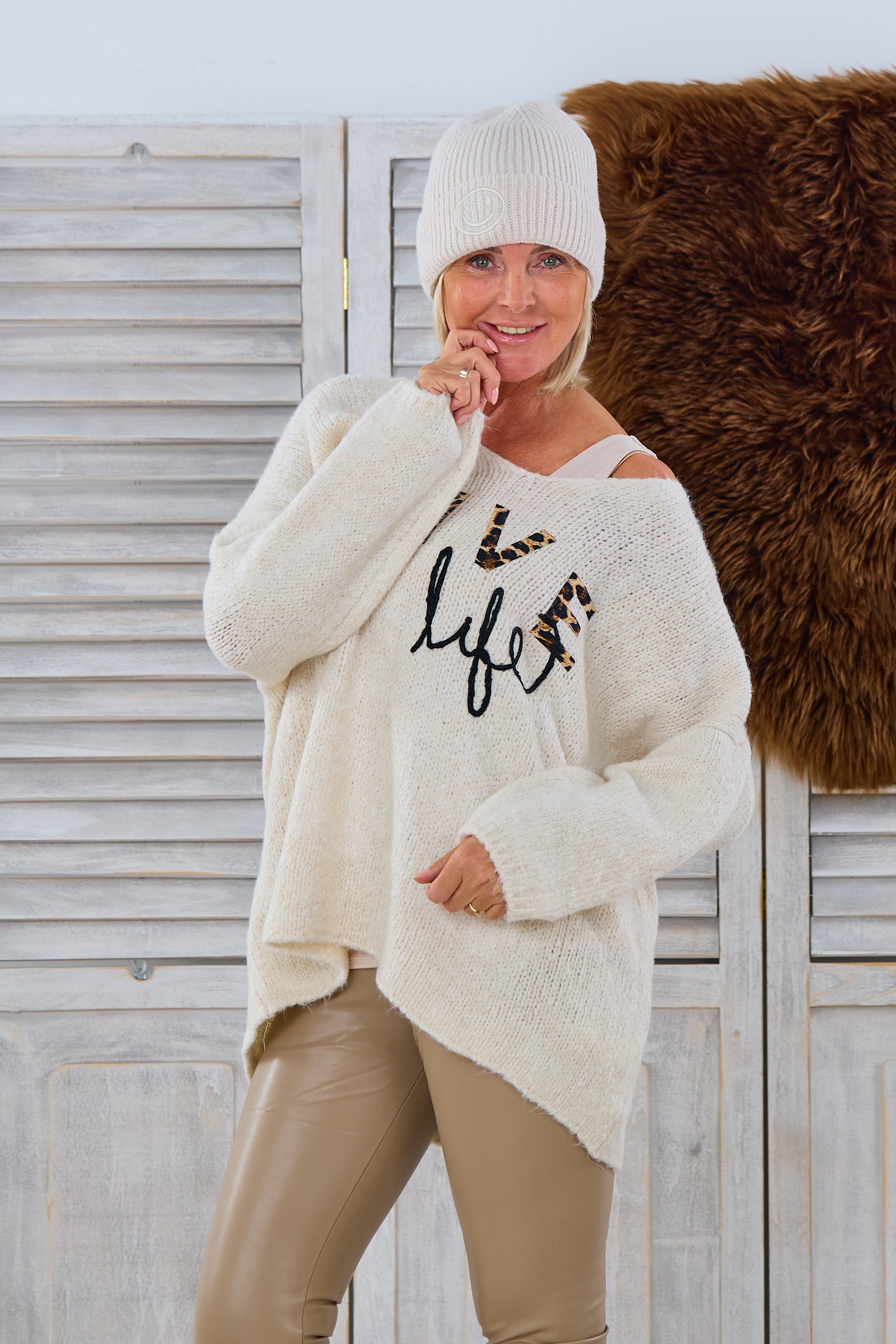 Strickpullover "LIVE life", beige von Trends & Lifestyle