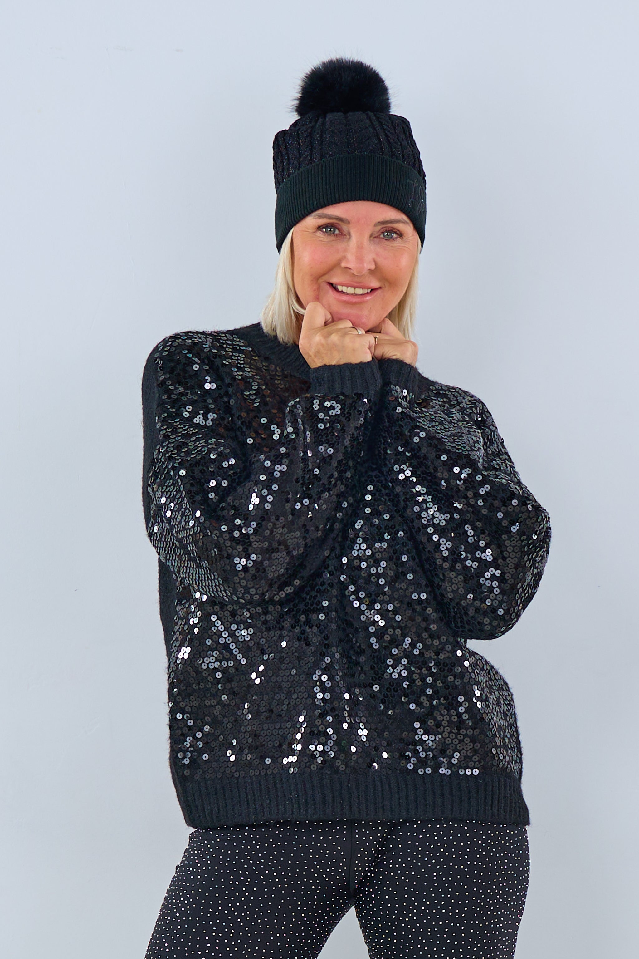 Pulli "Pailletten", schwarz von Trends & Lifestyle