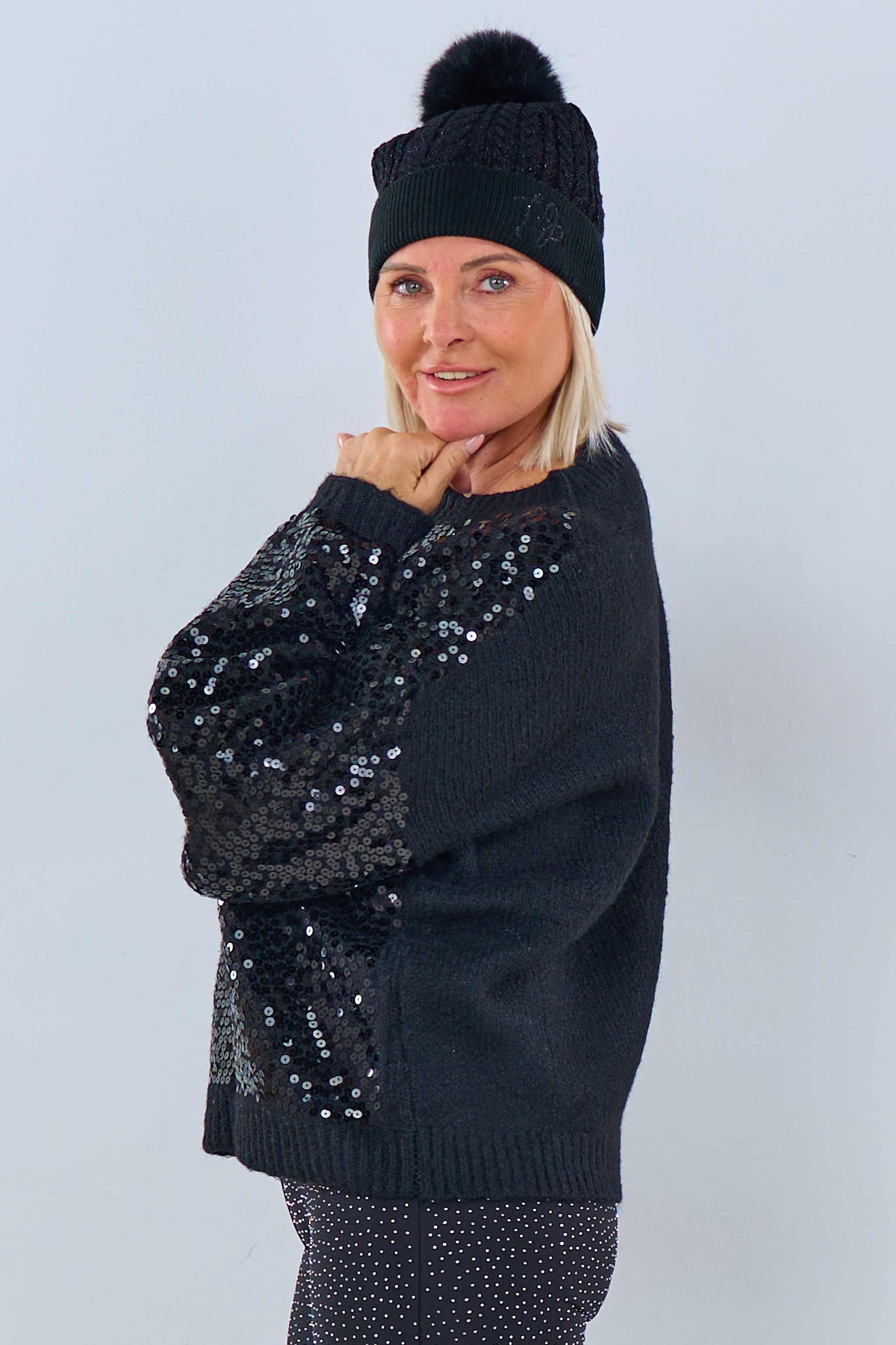 Pulli "Pailletten", schwarz von Trends & Lifestyle