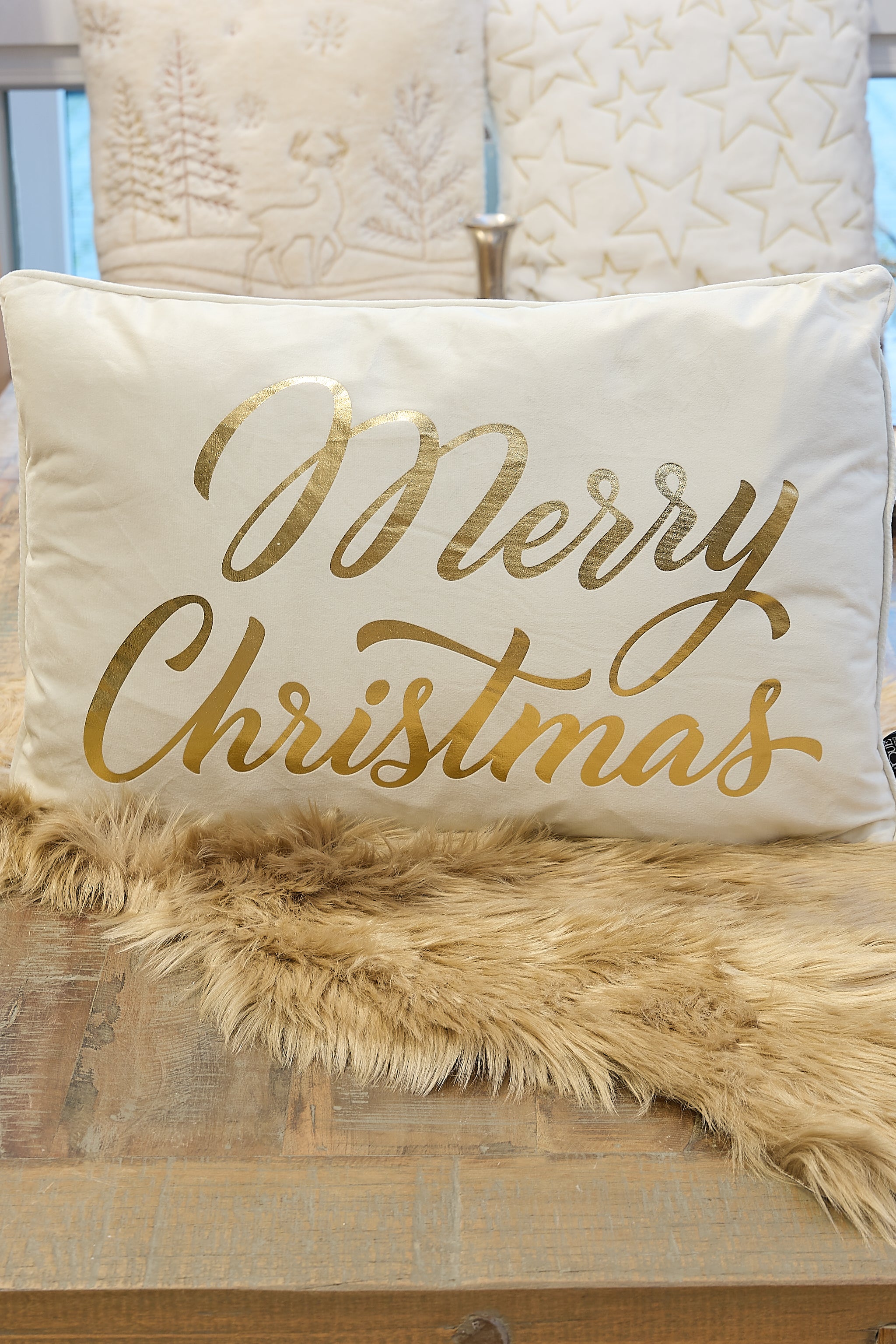 Kissen Merry Christmas, creme von Trends & Lifestyle