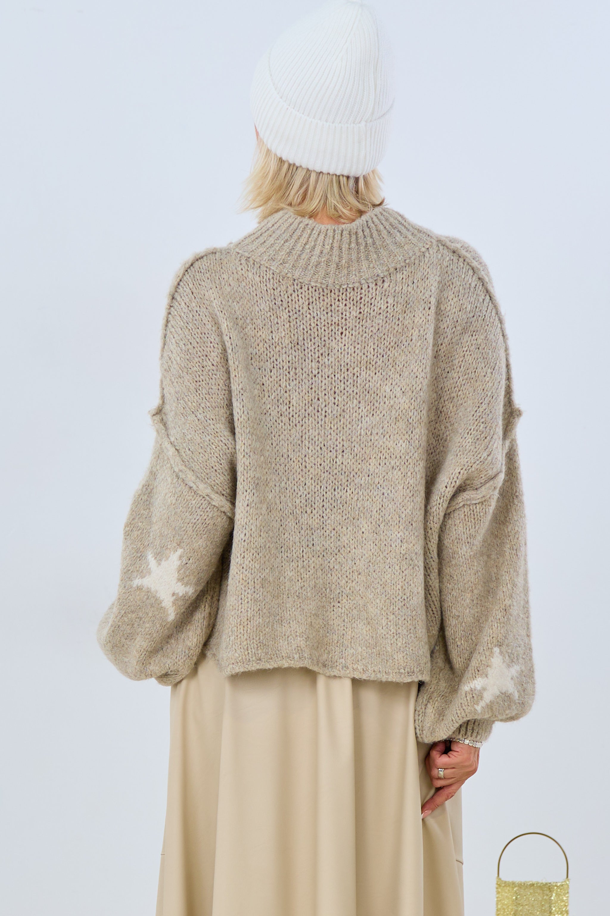 Strickpulli mit Turtleneck und Sternen, beige-weiß von Trends & Lifestyle