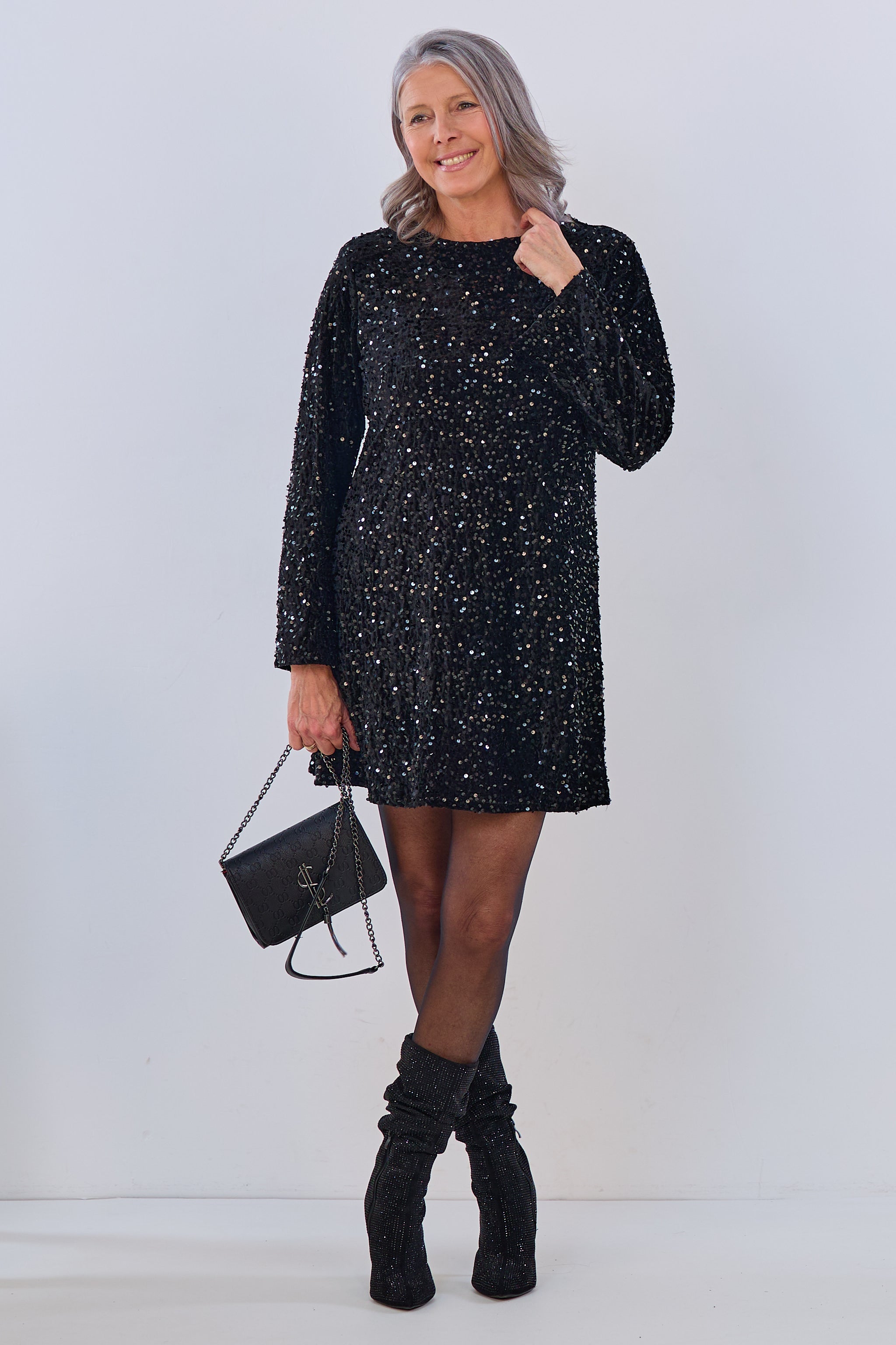 Samtkleid mit Pailletten, schwarz von Trends & Lifestyle