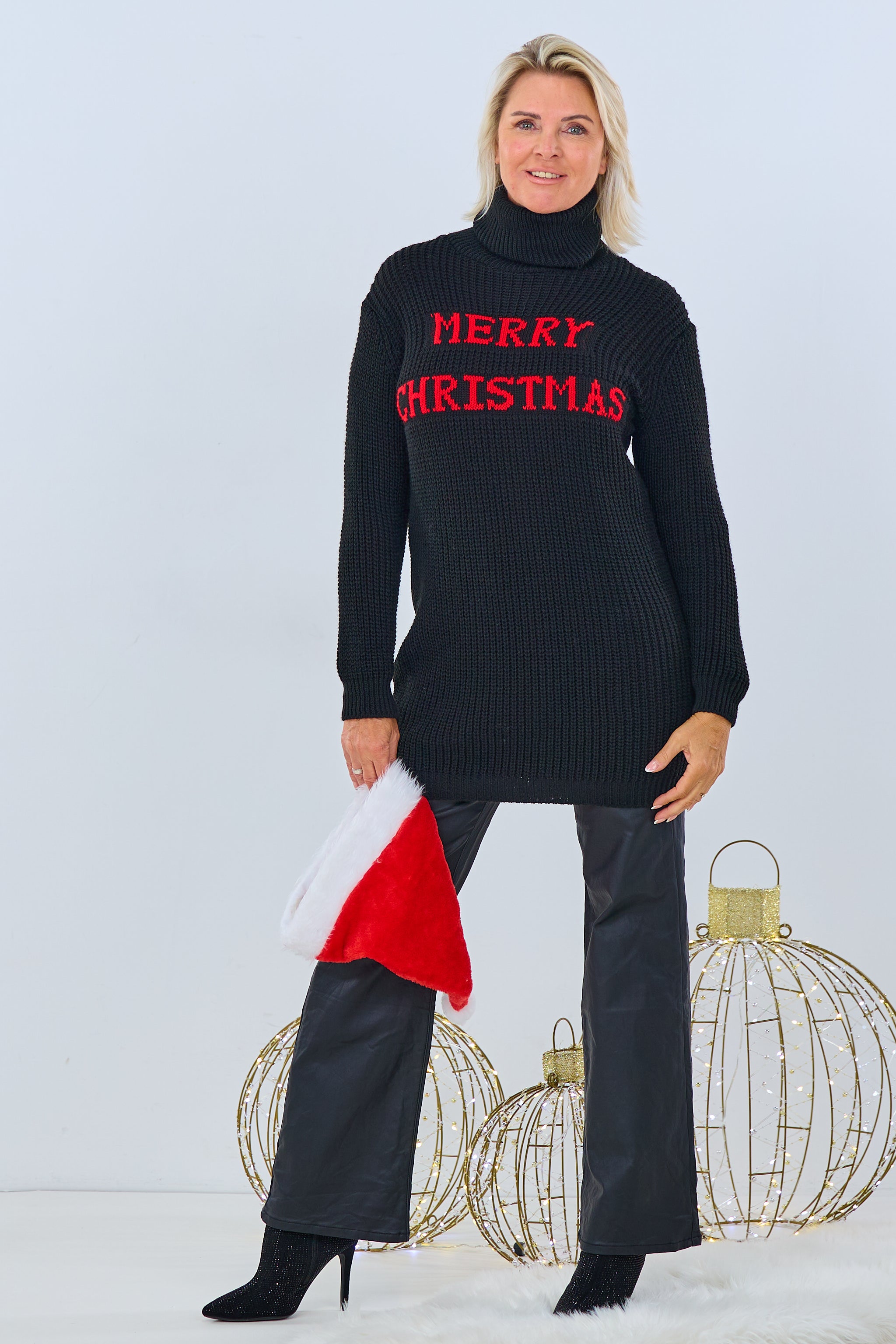 Longpulli "Merry Christmas", schwarz von Trends & Lifestyle