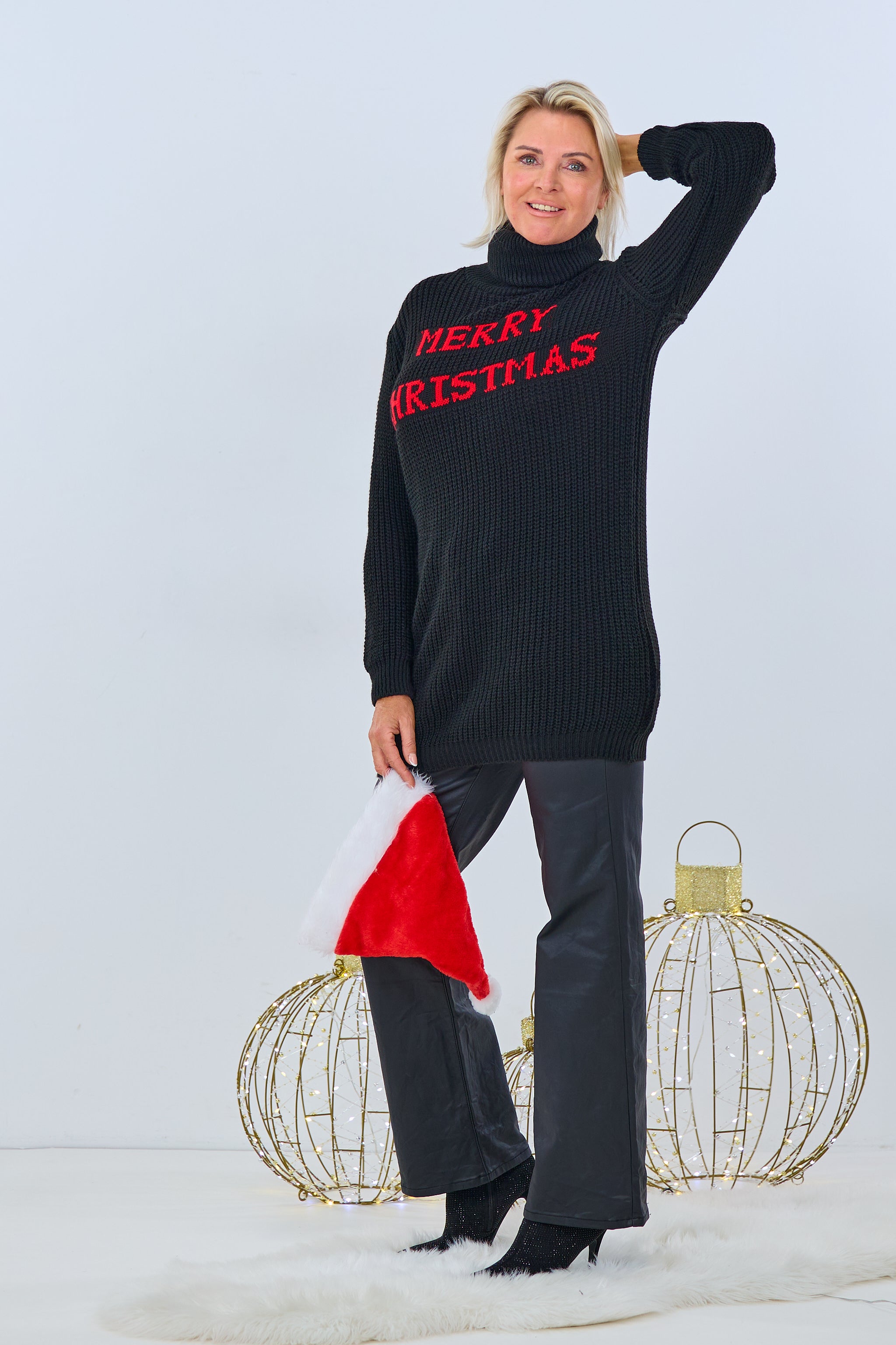 Longpulli "Merry Christmas", schwarz von Trends & Lifestyle