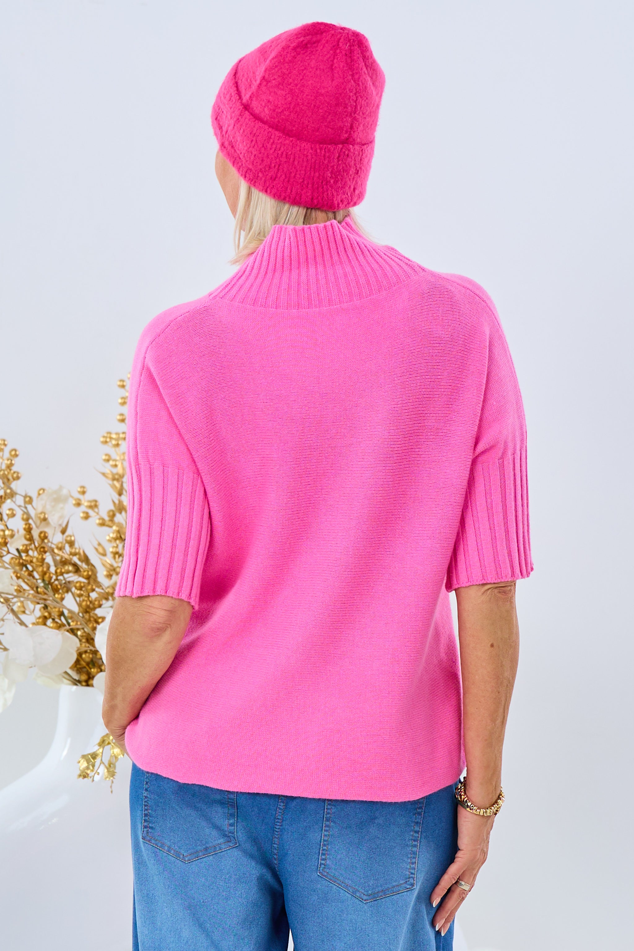 Weicher Kurzarm Pulli mit Turtleneck, rosa von Trends & Lifestyle