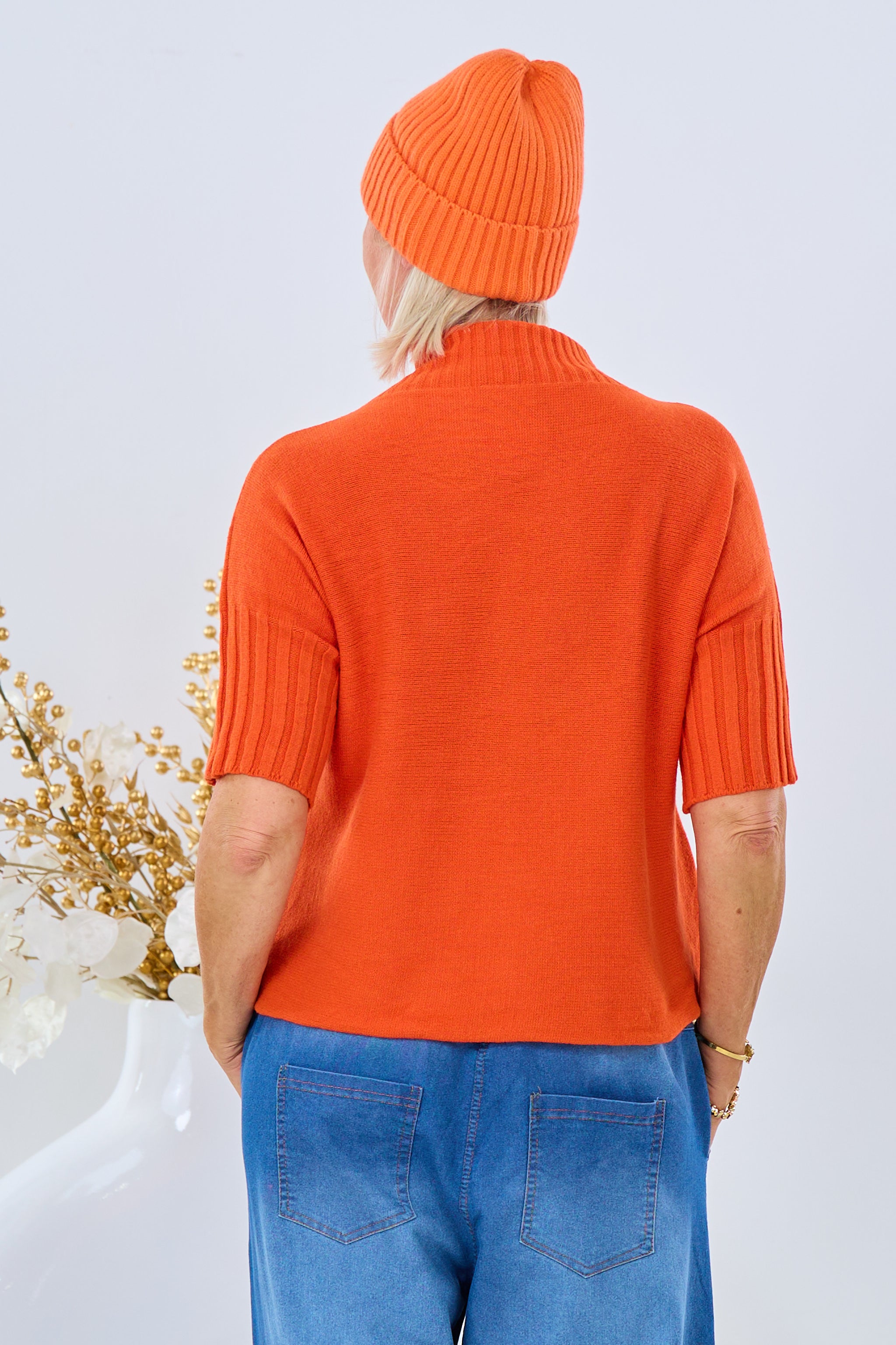 Weicher Kurzarm Pulli mit Turtleneck, orange von Trends & Lifestyle