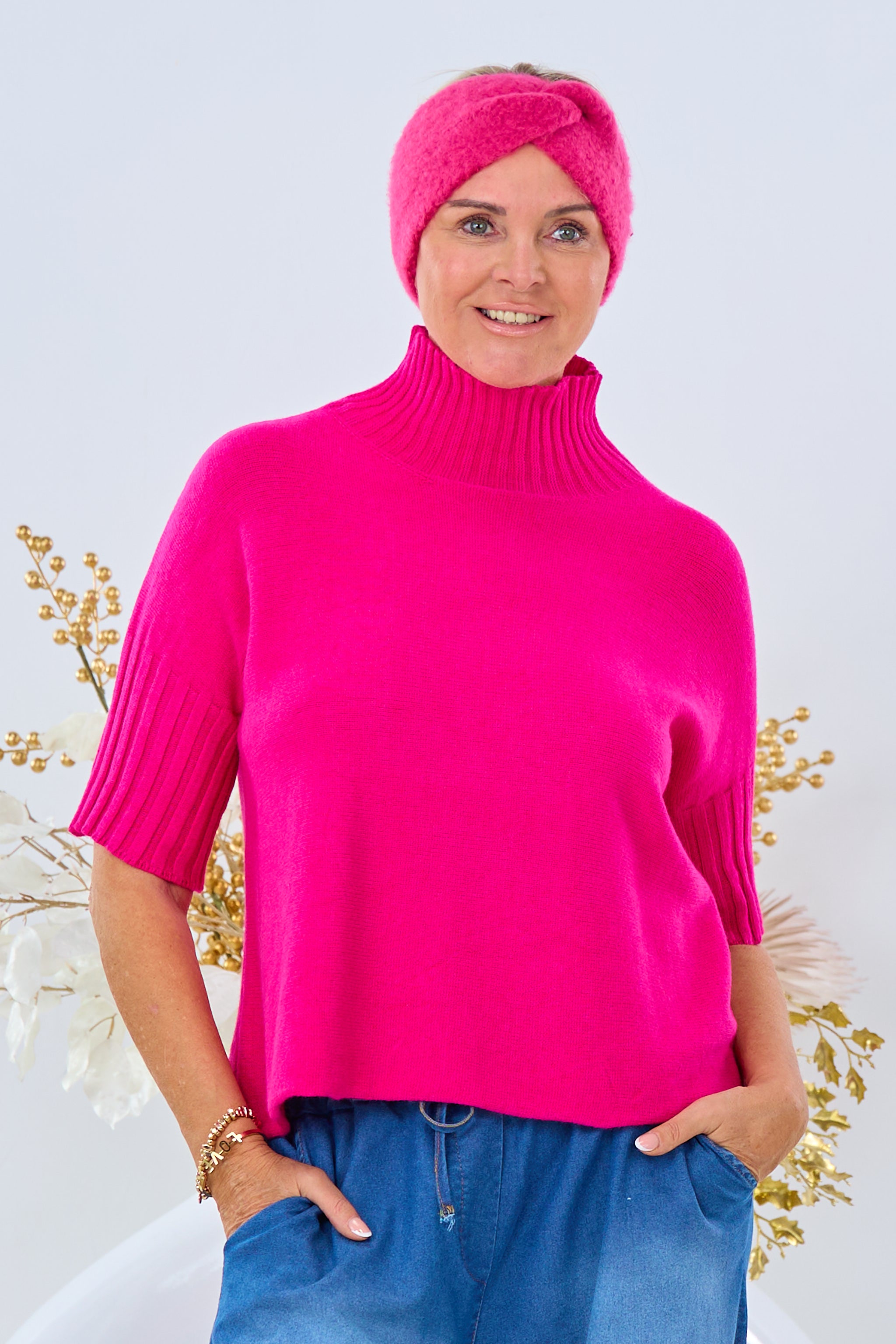 Weicher Kurzarm Pulli mit Turtleneck, pink von Trends & Lifestyle