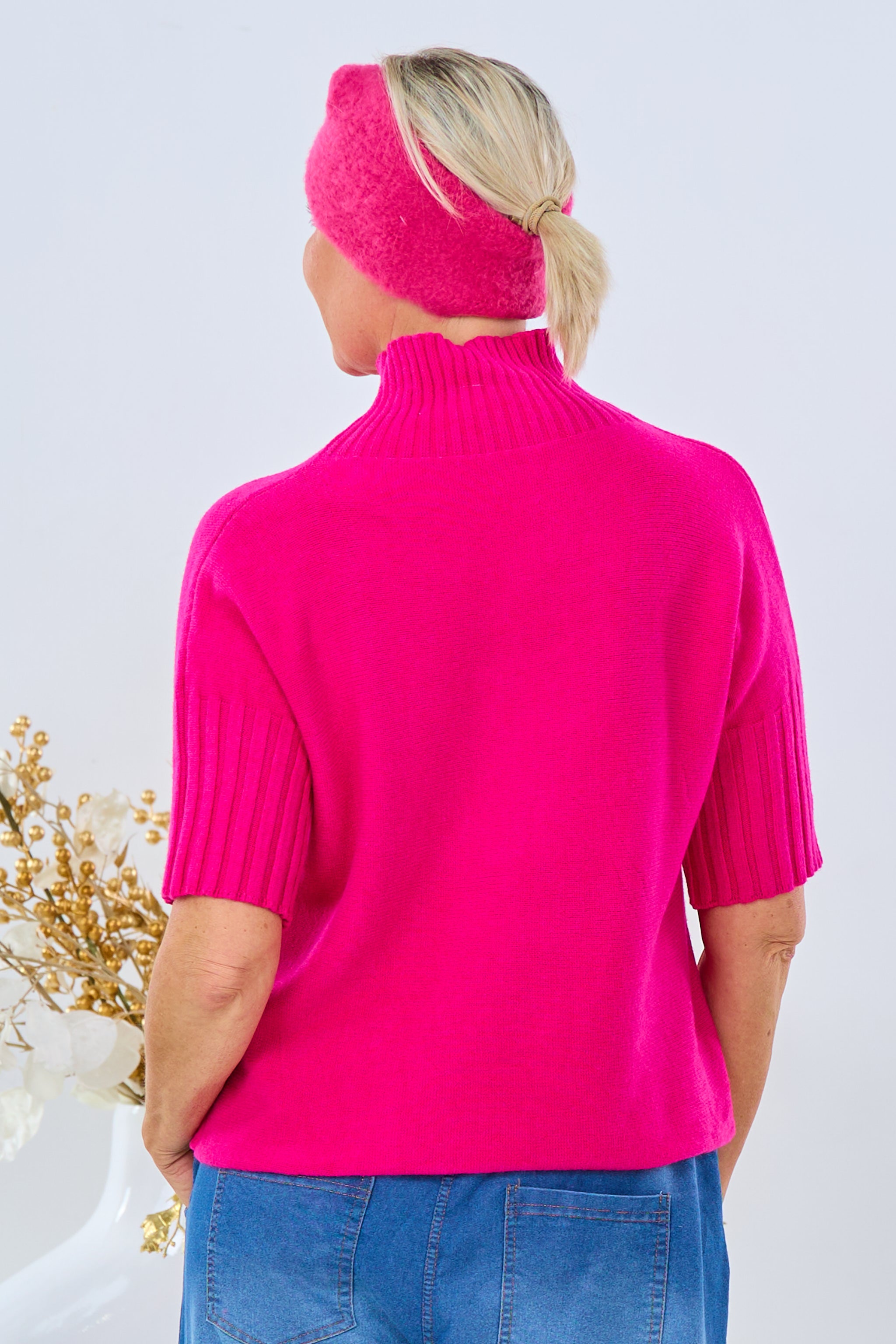 Weicher Kurzarm Pulli mit Turtleneck, pink von Trends & Lifestyle