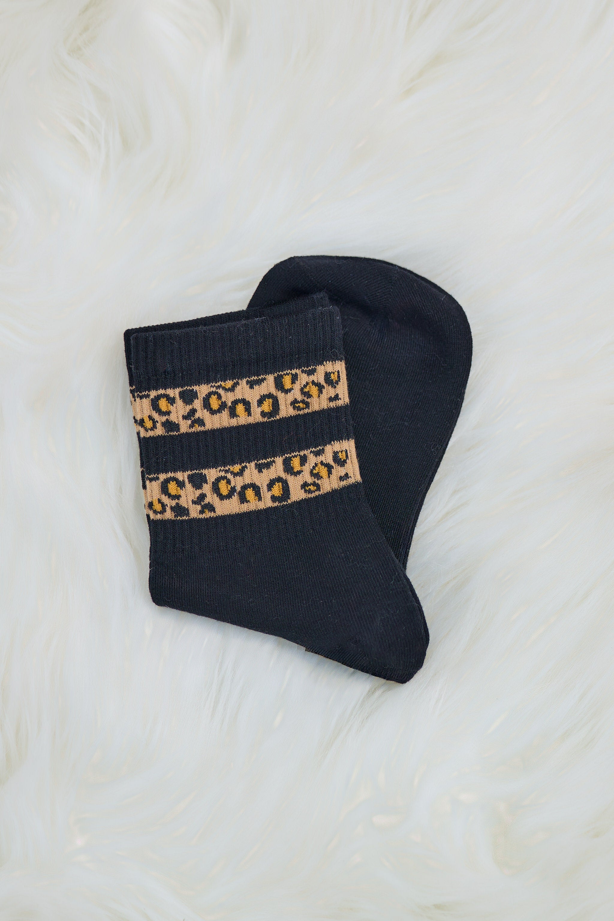 Socken mit Leo Streifen, schwarz-leo von Trends & Lifestyle