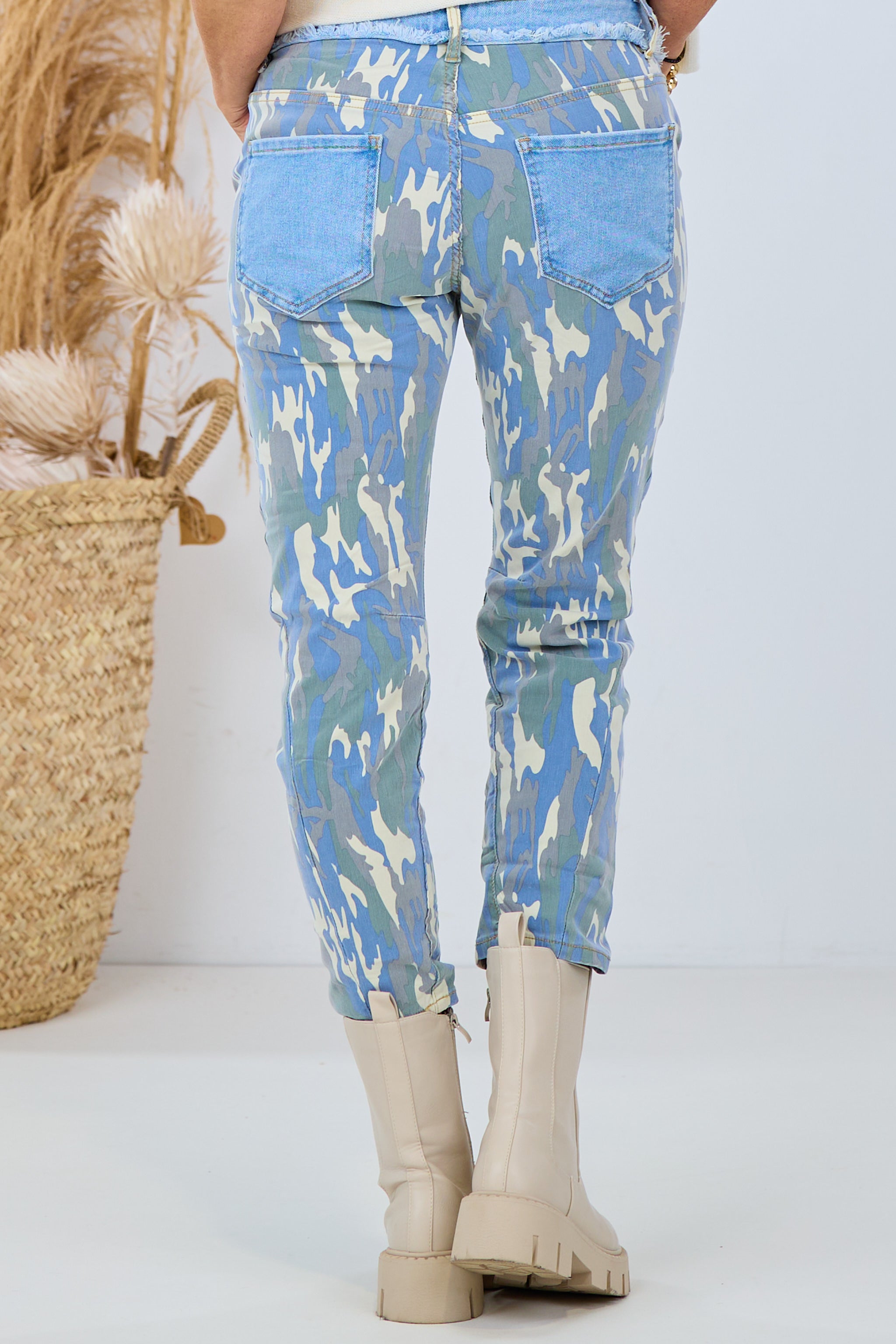 Stretchhose mit Jeansanteil, blau-camouflage von Trends & Lifestyle