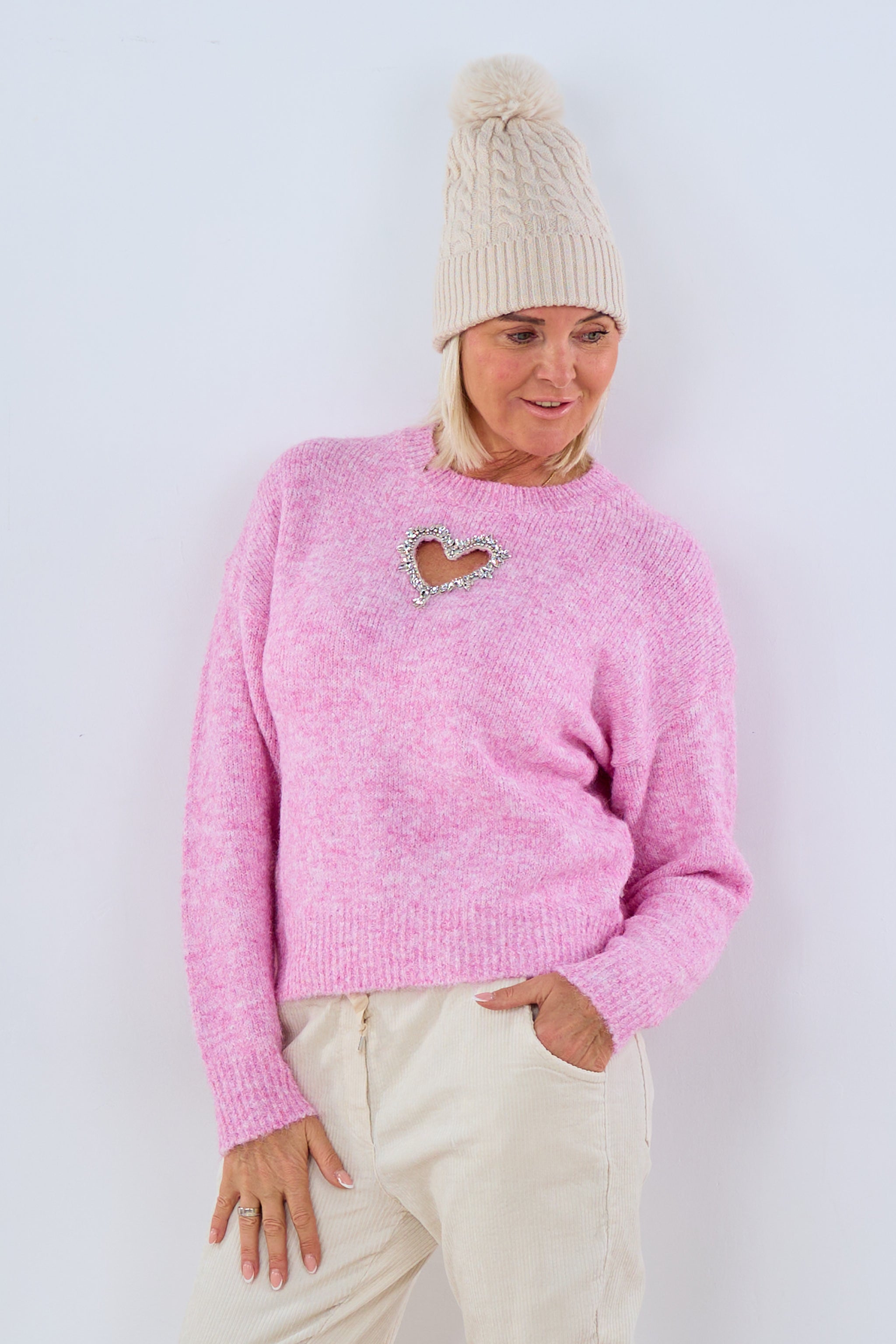 Pulli mit Herz-Ausschnitt, rosa von Trends & Lifestyle